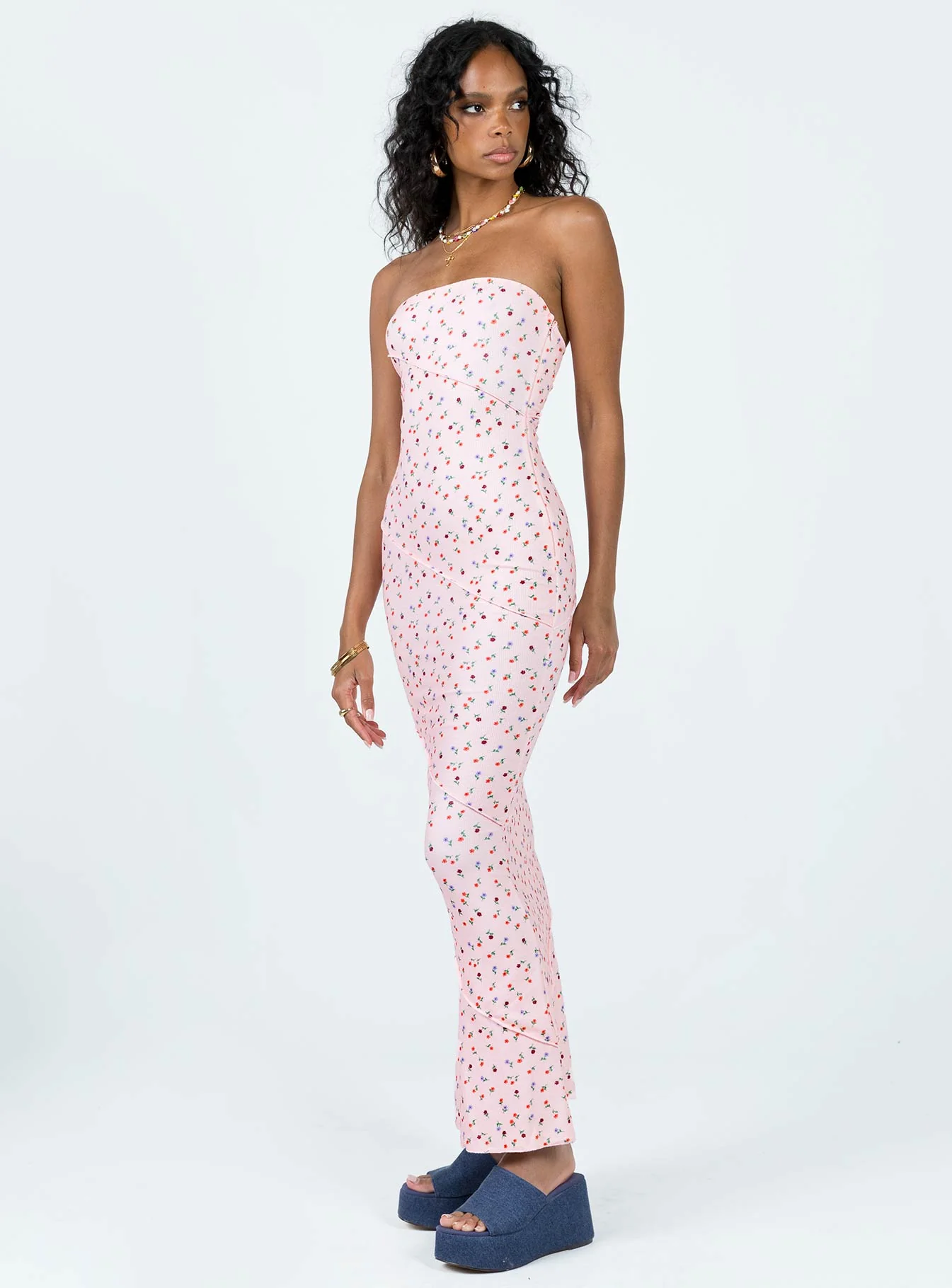 Oscar Midi Dress Pink Floral