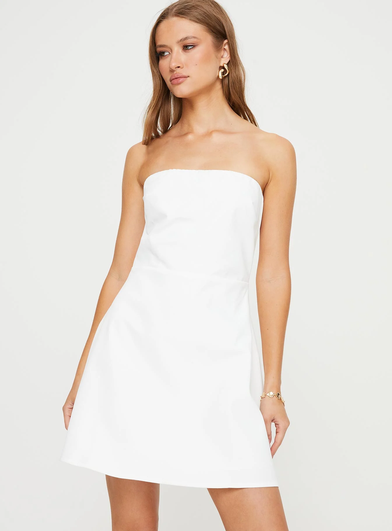Ostro Strapless Mini Dress White