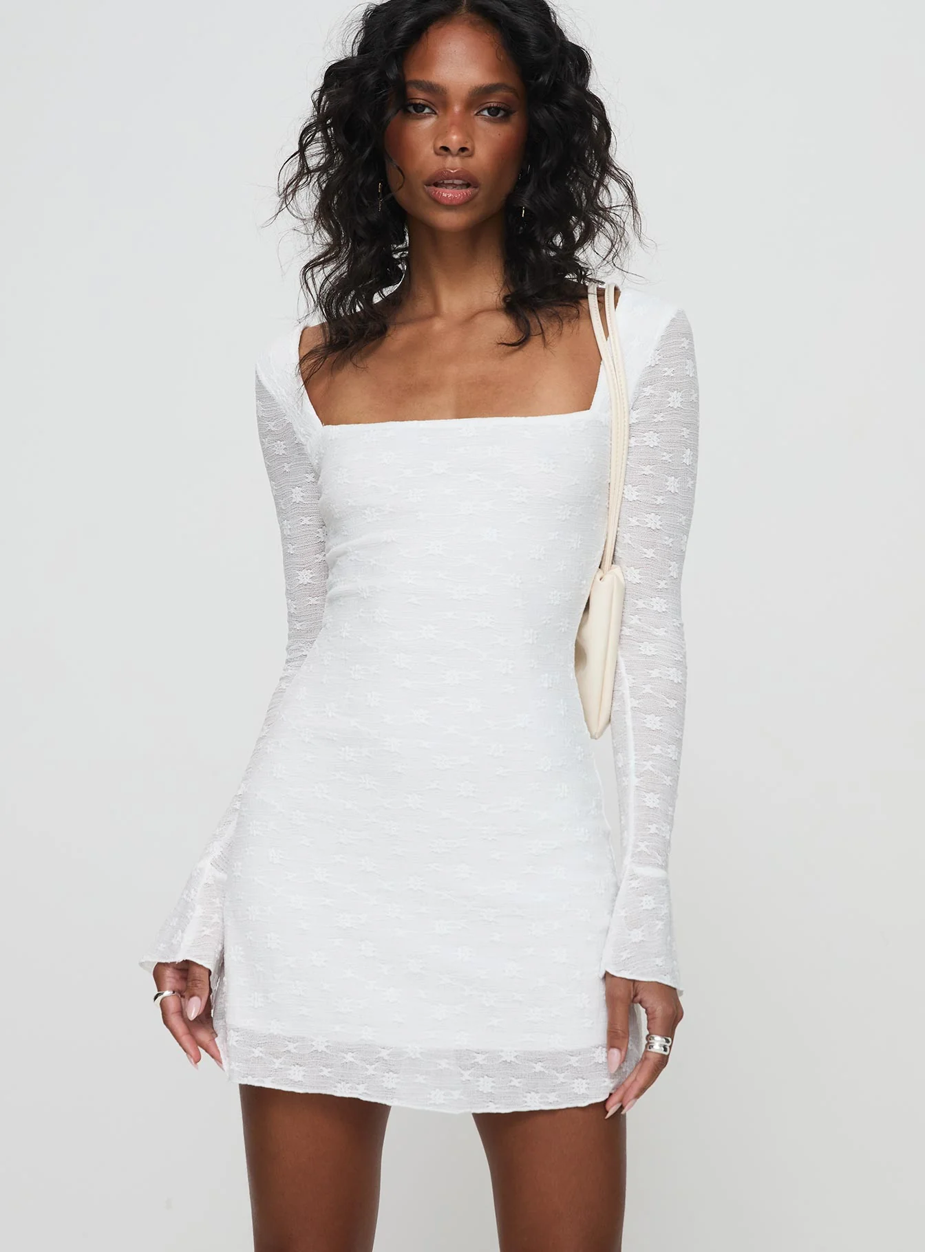 Lanchester Long Sleeve Mini Dress White