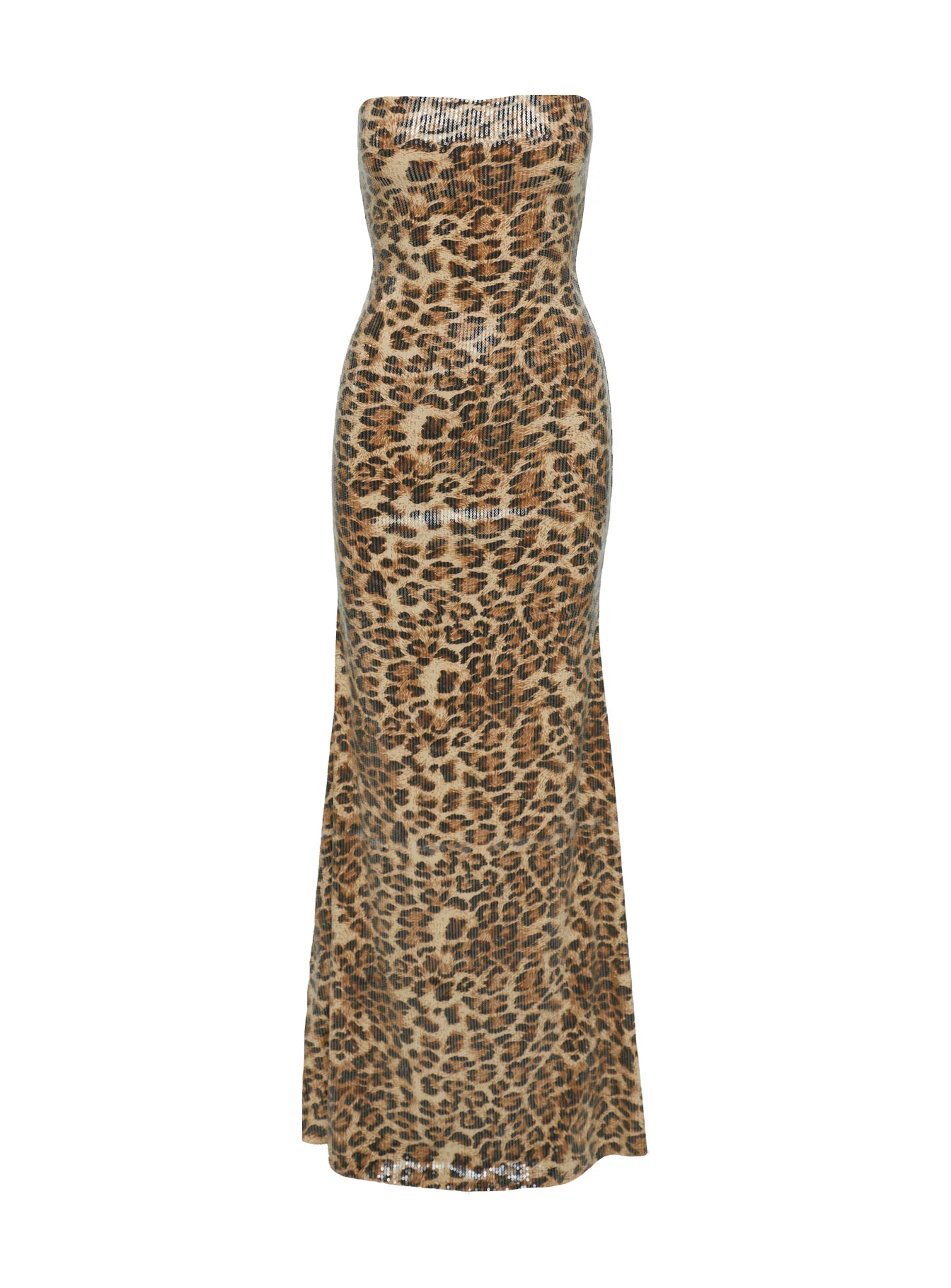 Exquise Strapless Maxi Dress Leopard Sequin
