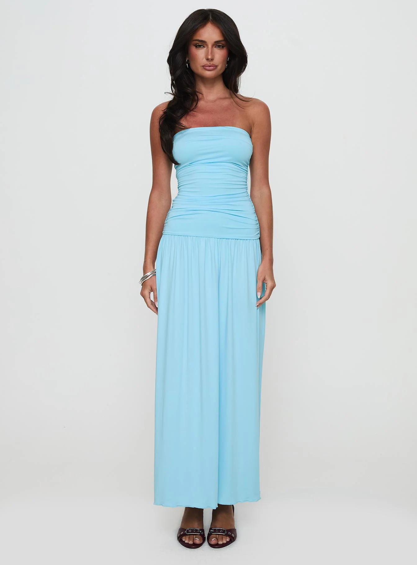 Glorie Strapless Maxi Dress Light Blue Petite