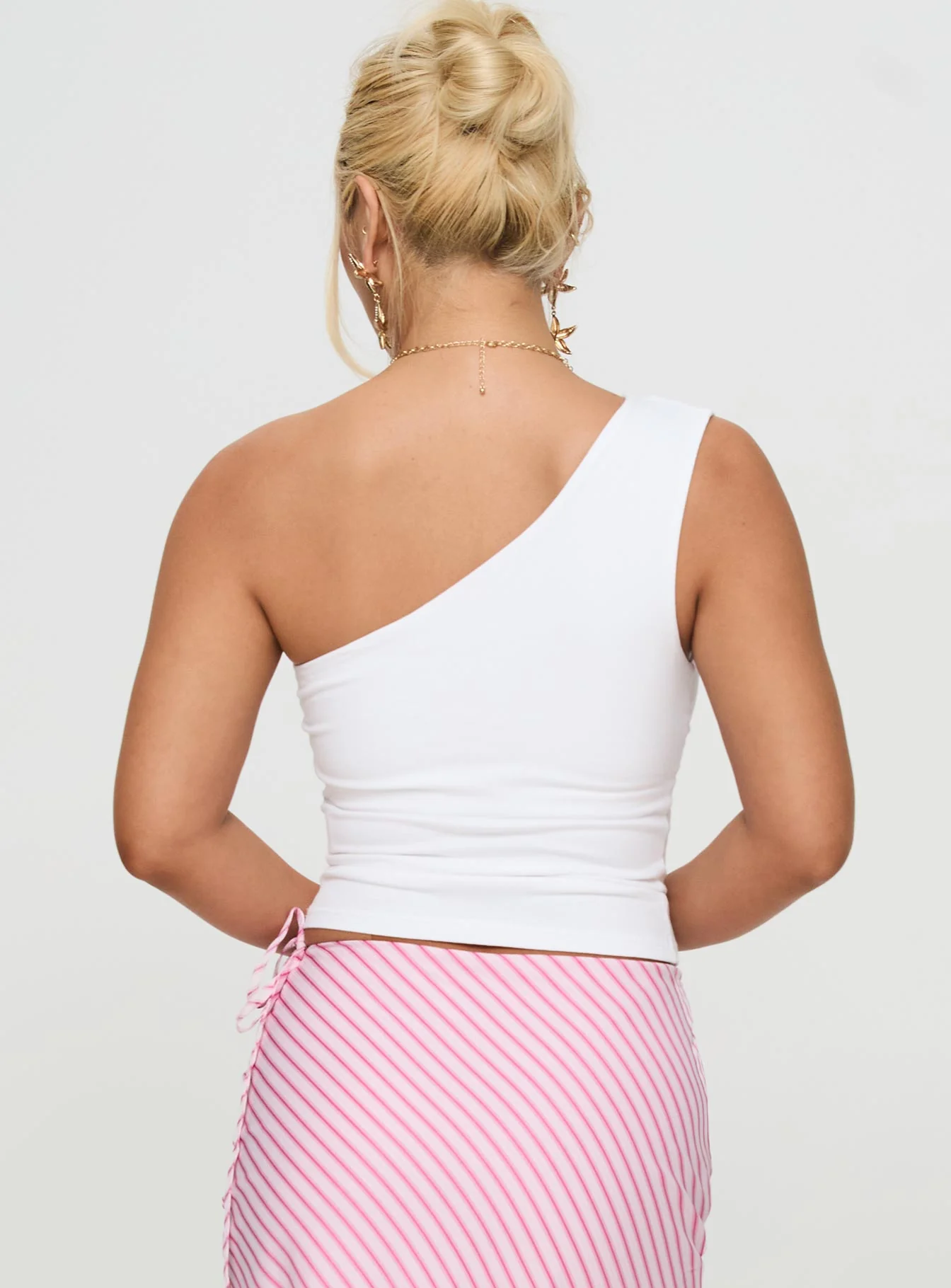 Huxlee One Shoulder Top White Floral