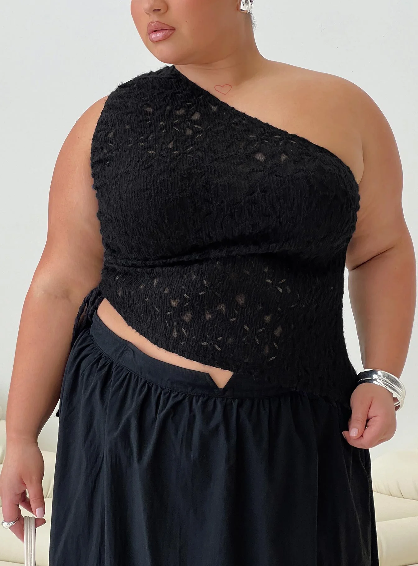 Sensua One Shoulder Top Black