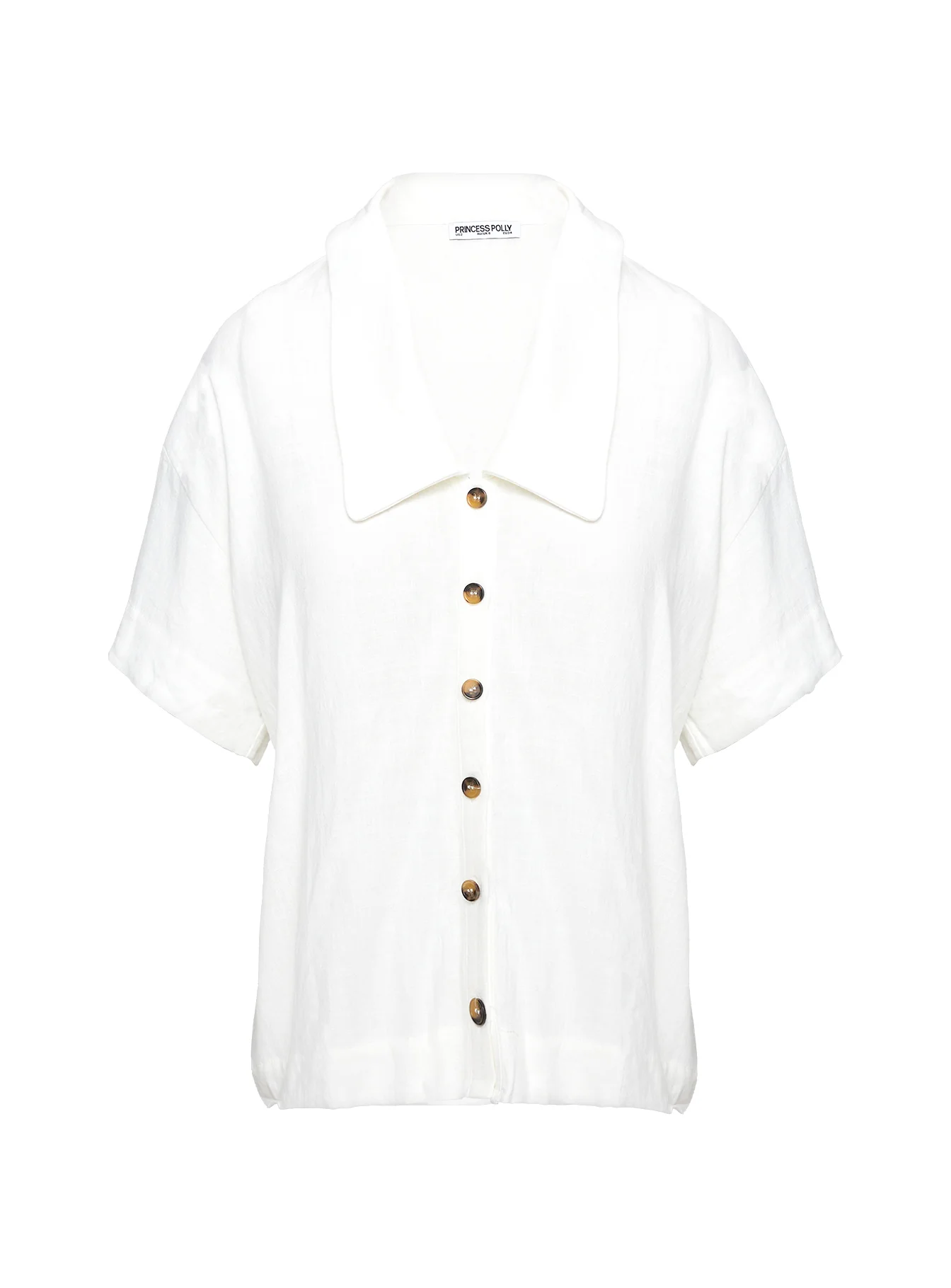 Goody Linen Button Front Top White
