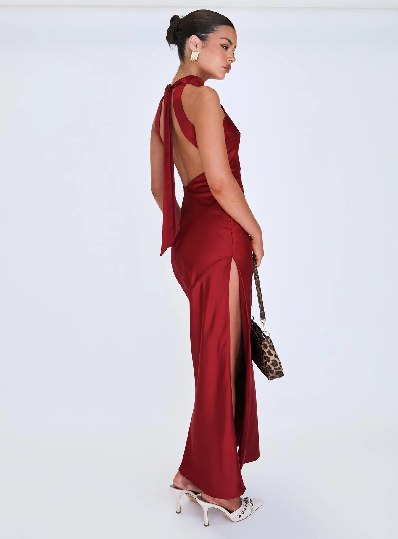 Mordecai Halter Maxi Dress Burgundy