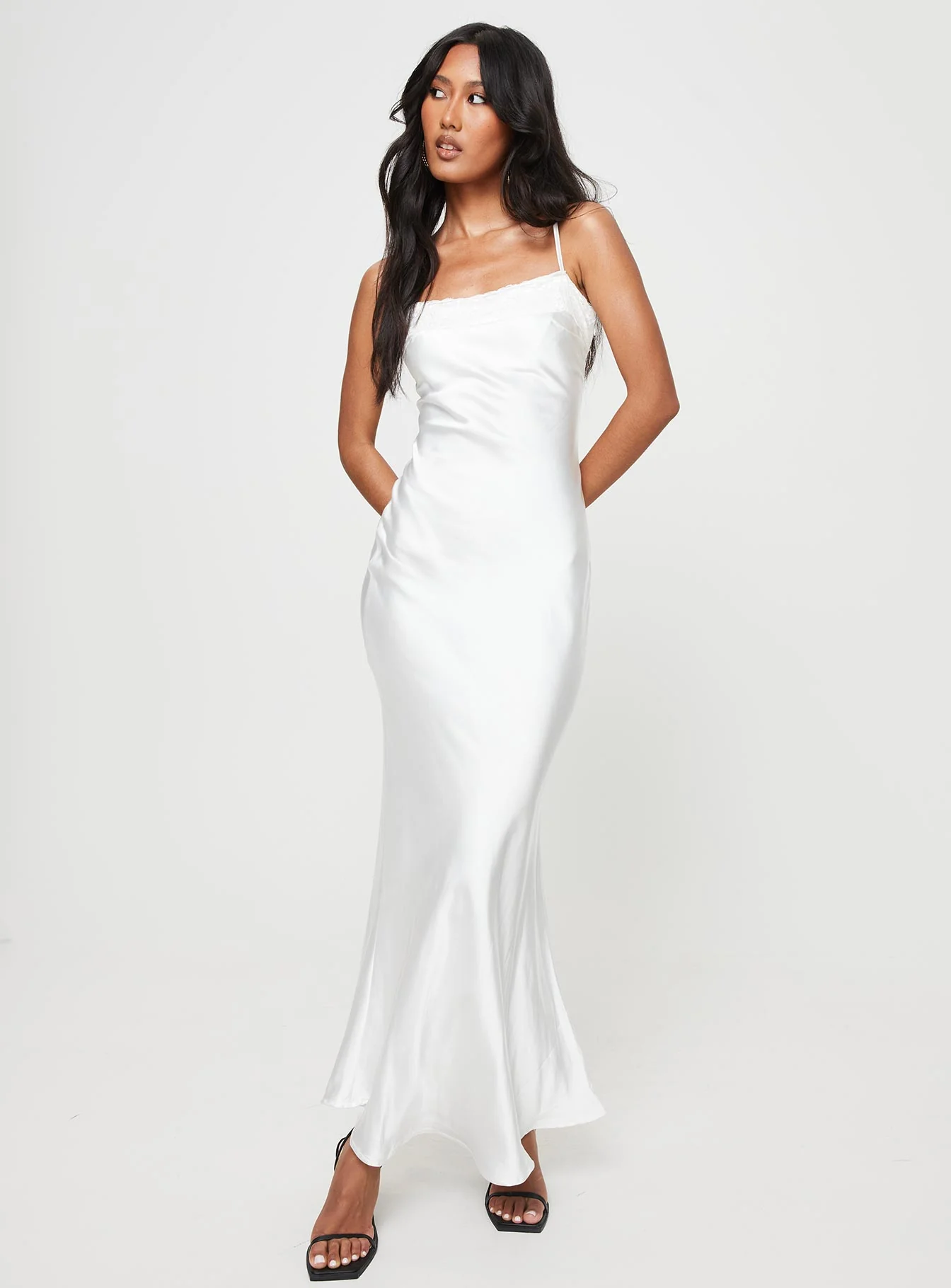 Kareena Bias Cut Maxi Dress White