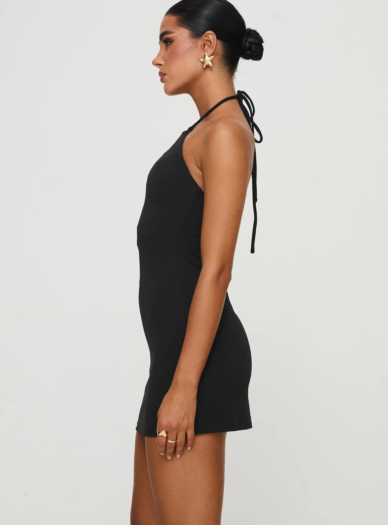 Maiyo Halter Mini Dress Black