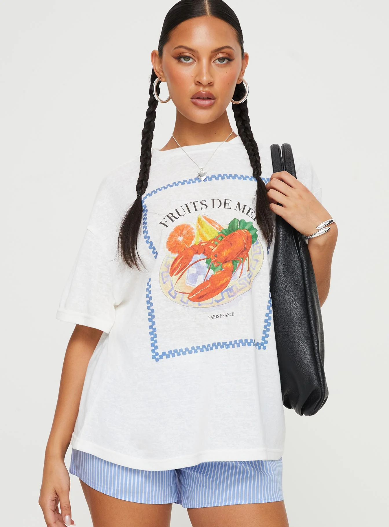 Larry Lobster Oversized Tee White