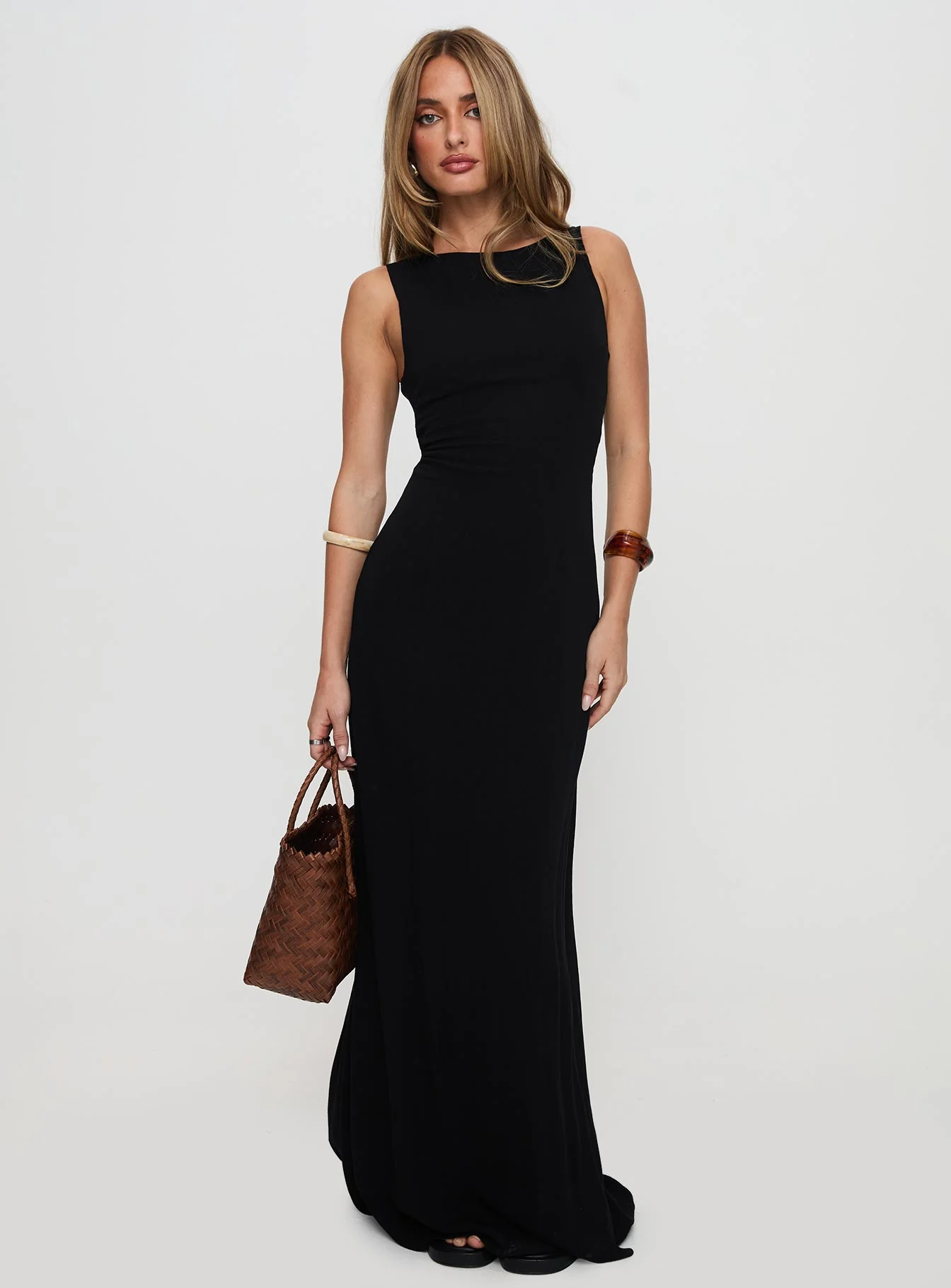 Ace Of Hearts Backless Maxi Dress Black Petite