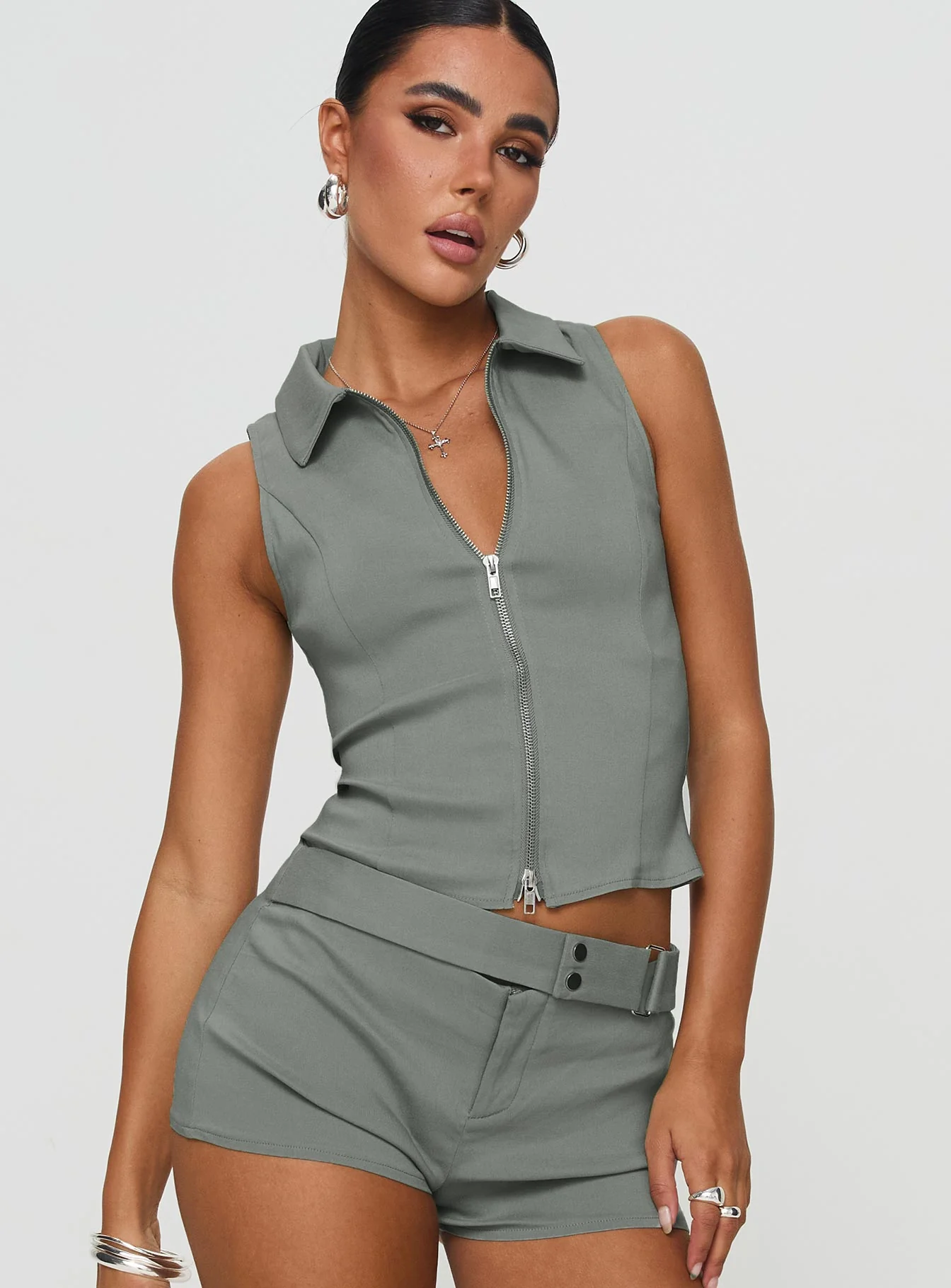 Janae Vest Top Grey