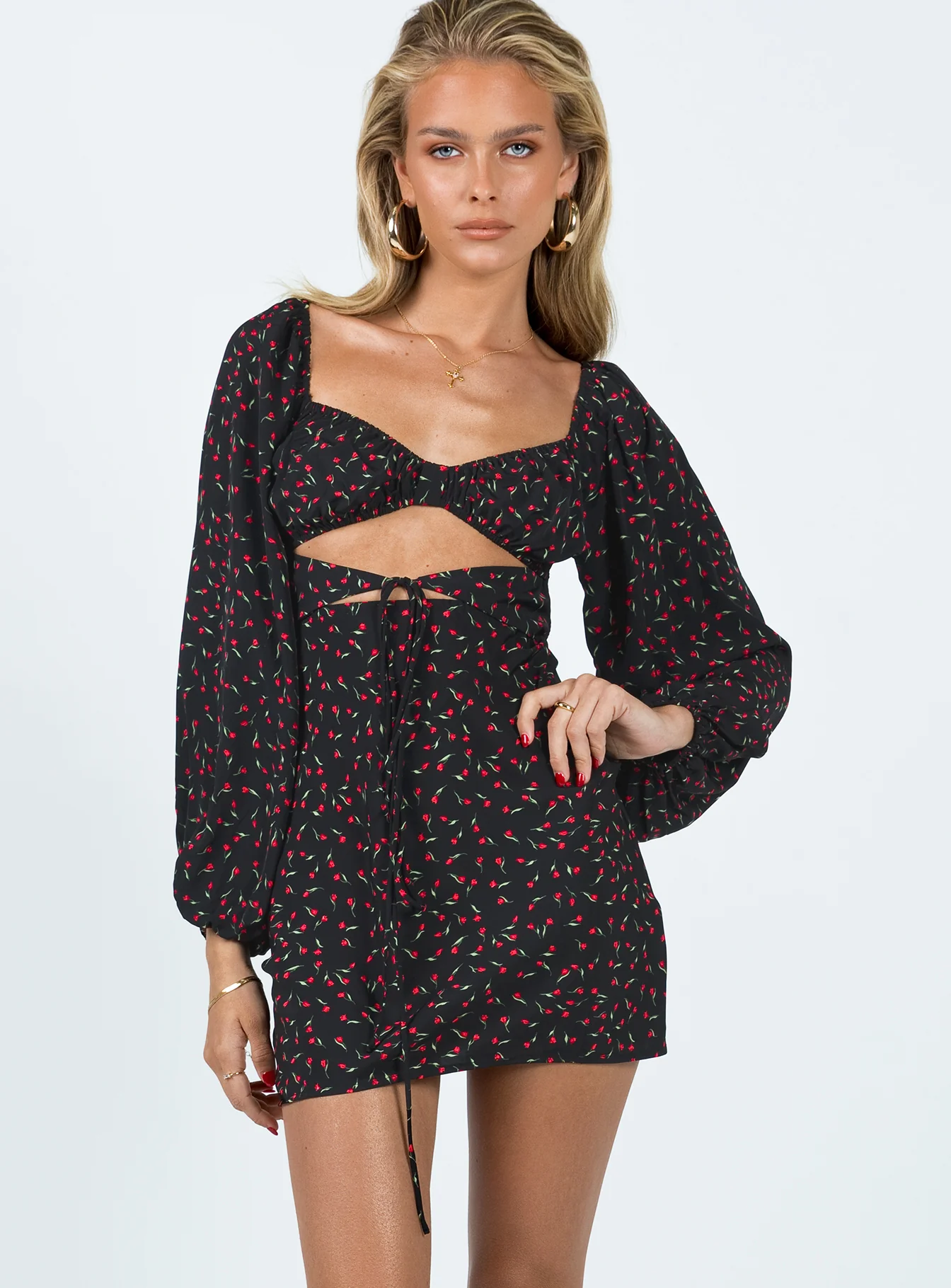 Nakita Long Sleeve Mini Black Floral