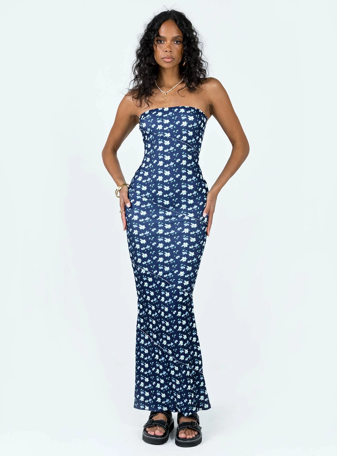 Oscar Midi Dress Navy Floral