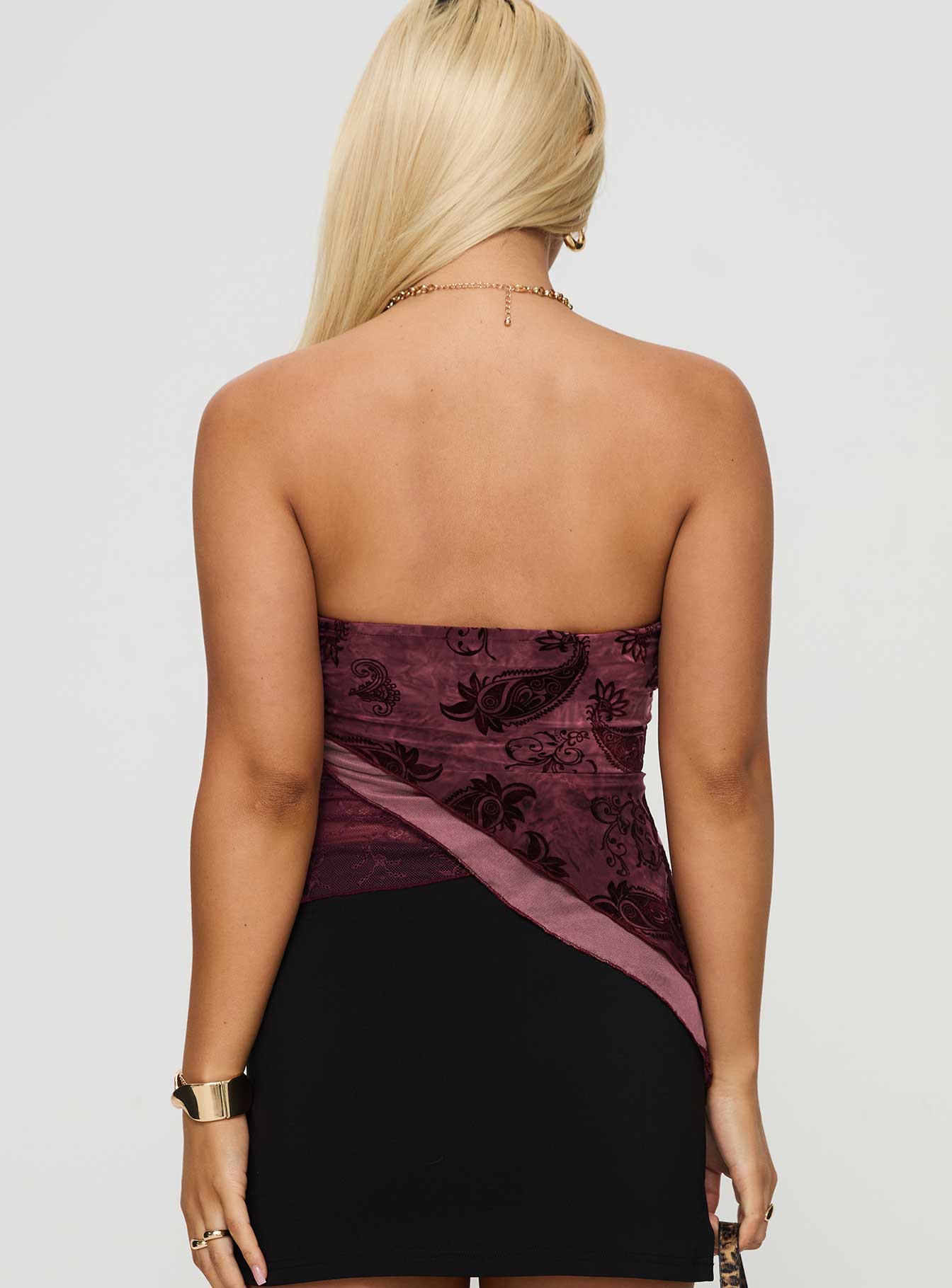 Lourde Strapless Top Wine