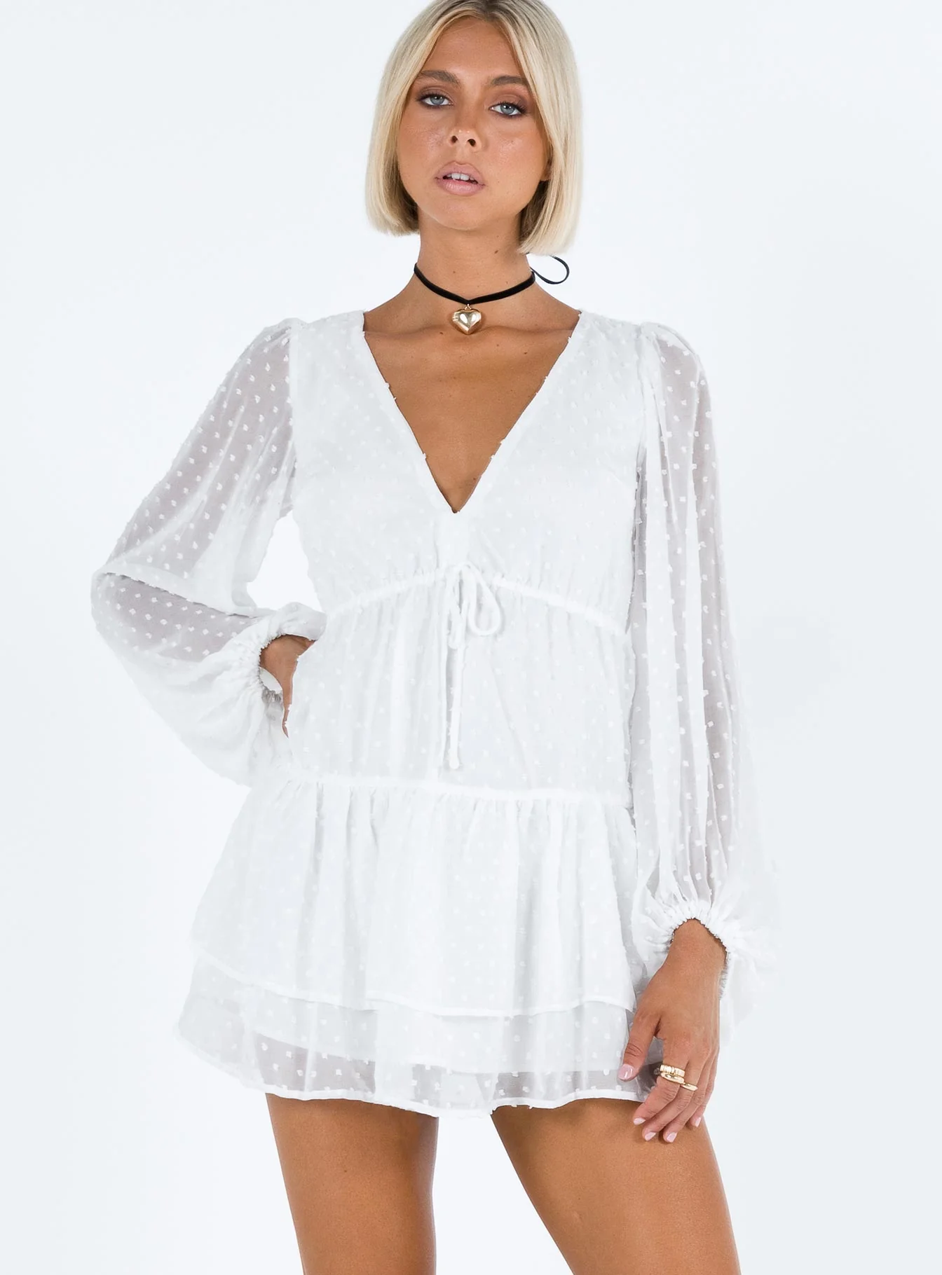 Dialla Long Sleeve Mini Dress White