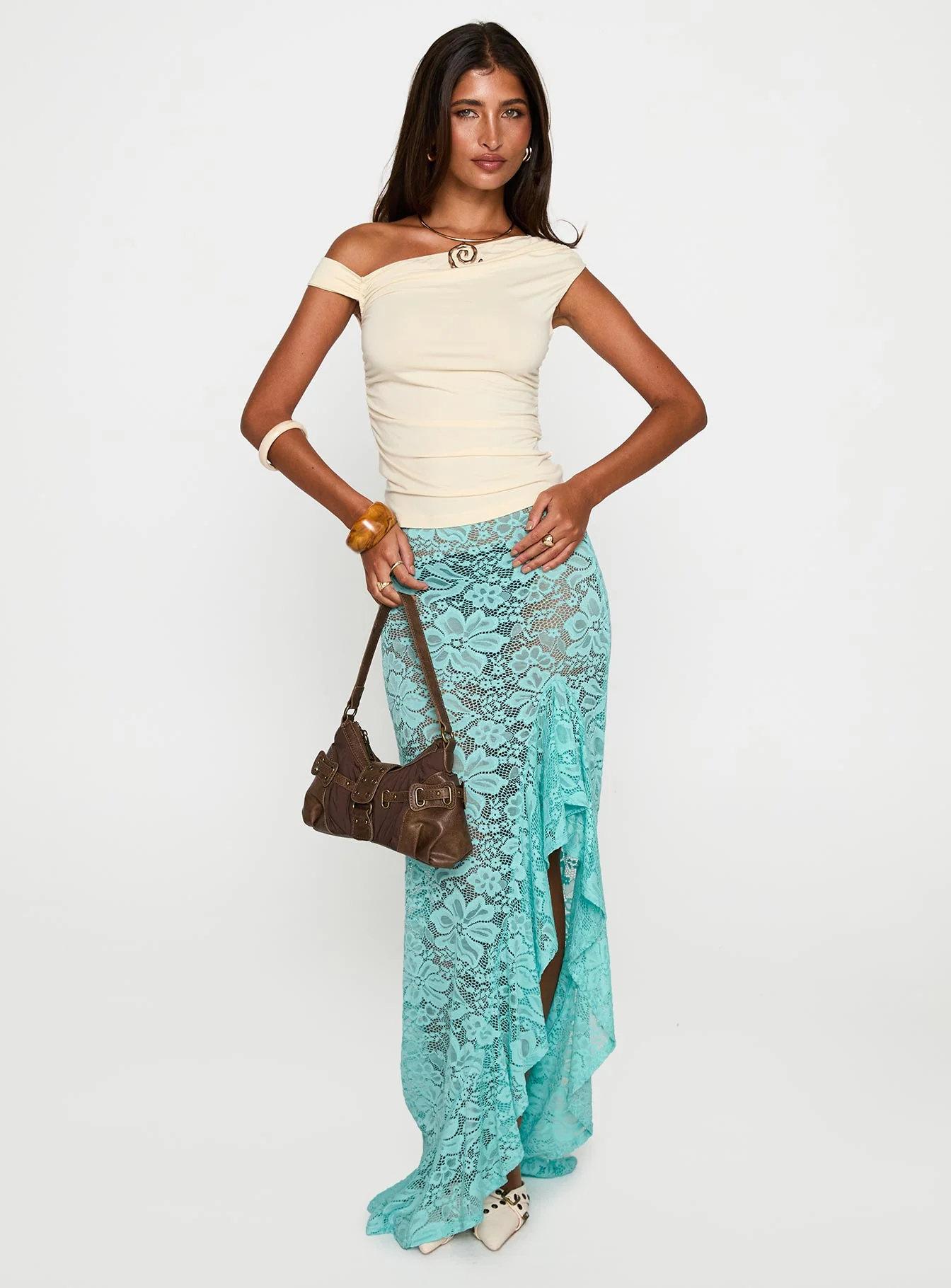 Bluemoon Lace Maxi Skirt Blue