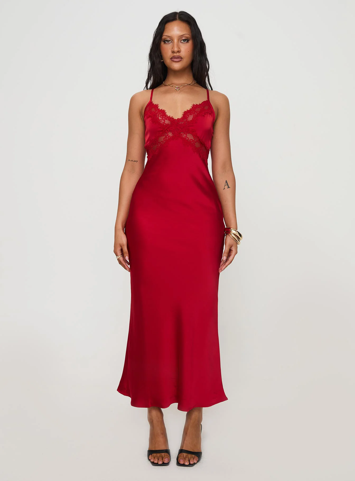 Treasure Bias Cut Maxi Dress Red