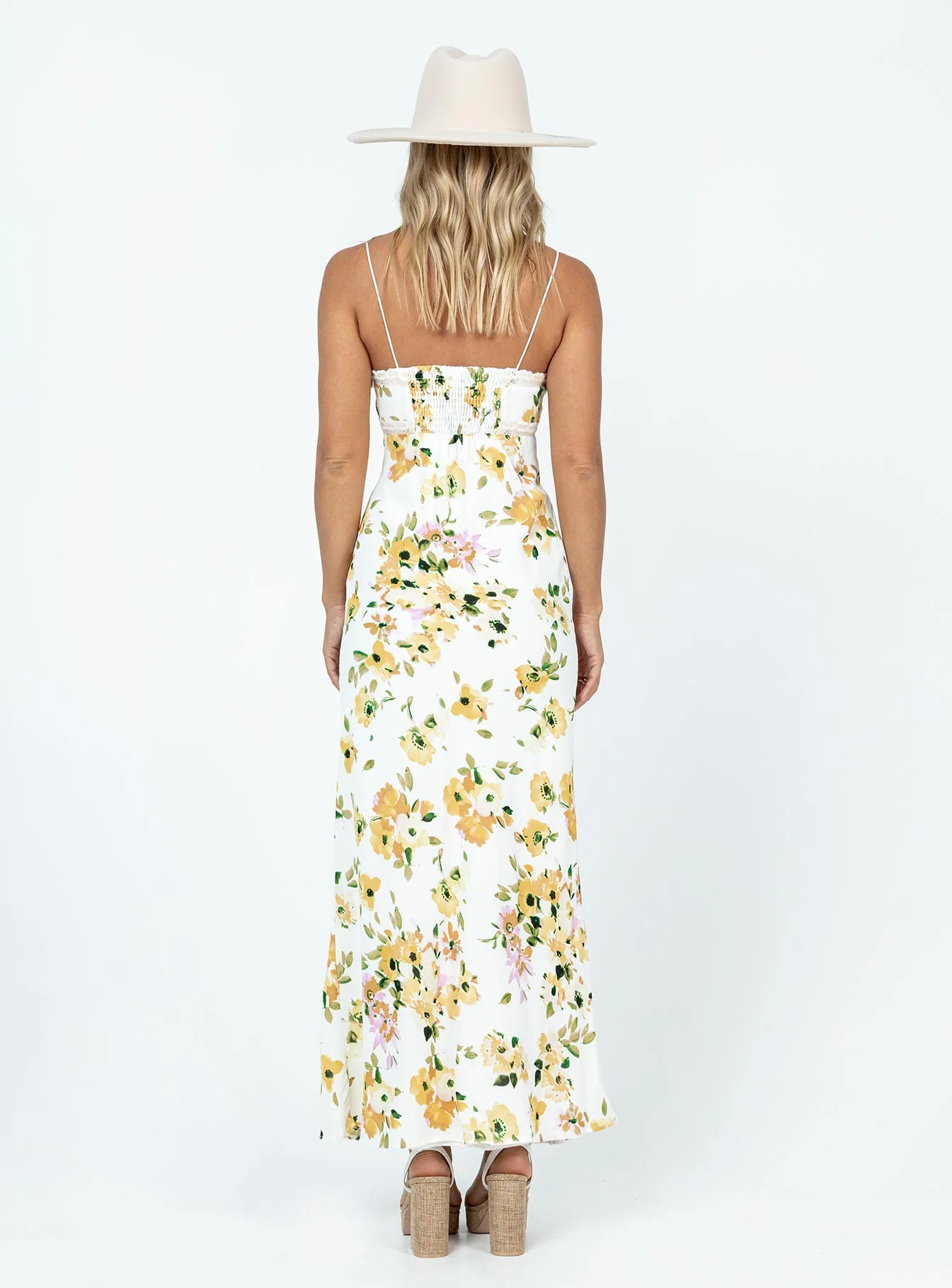 Emily Maxi Dress White / Yellow Floral