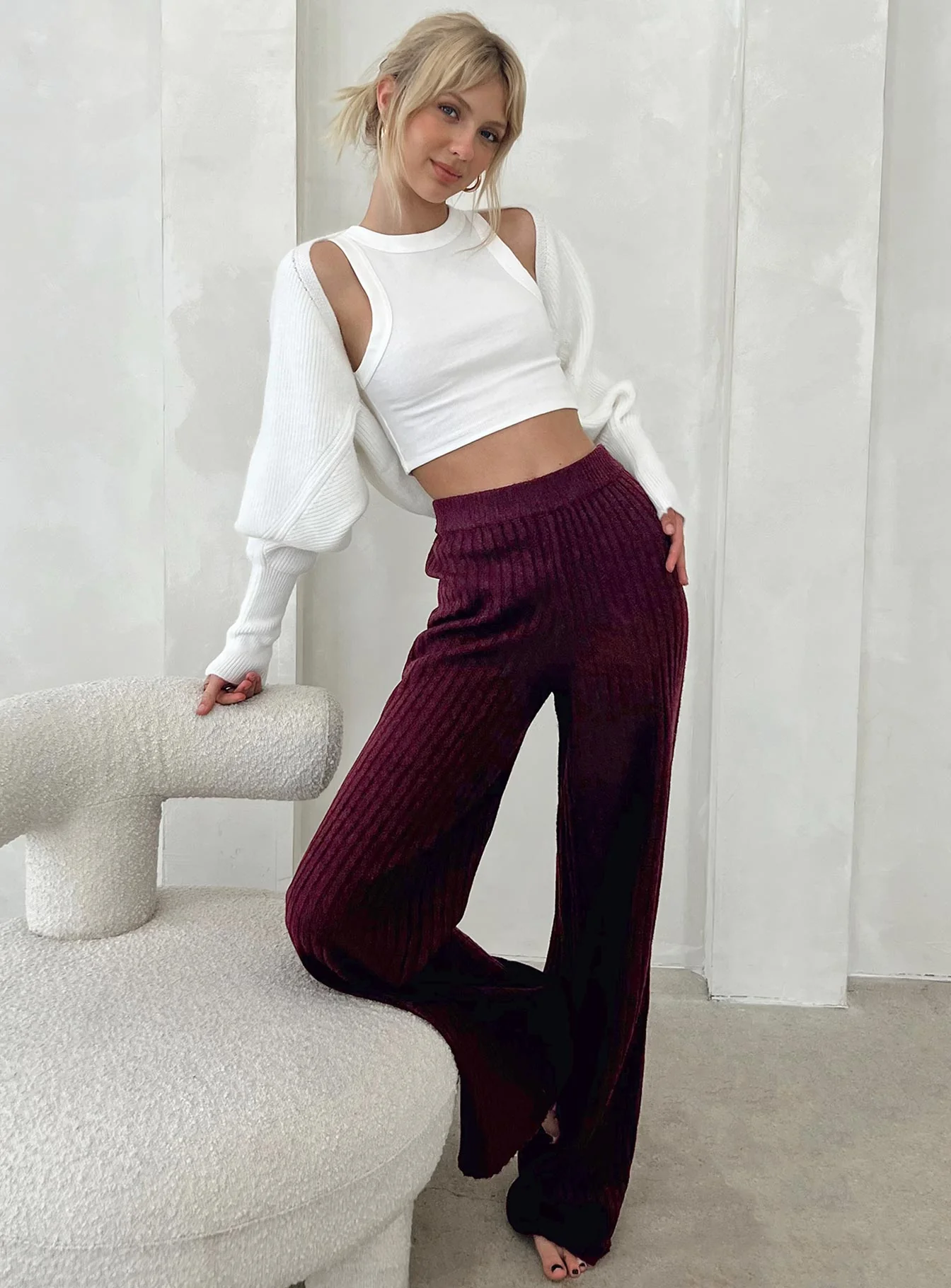 Montana Knit Pants Maroon