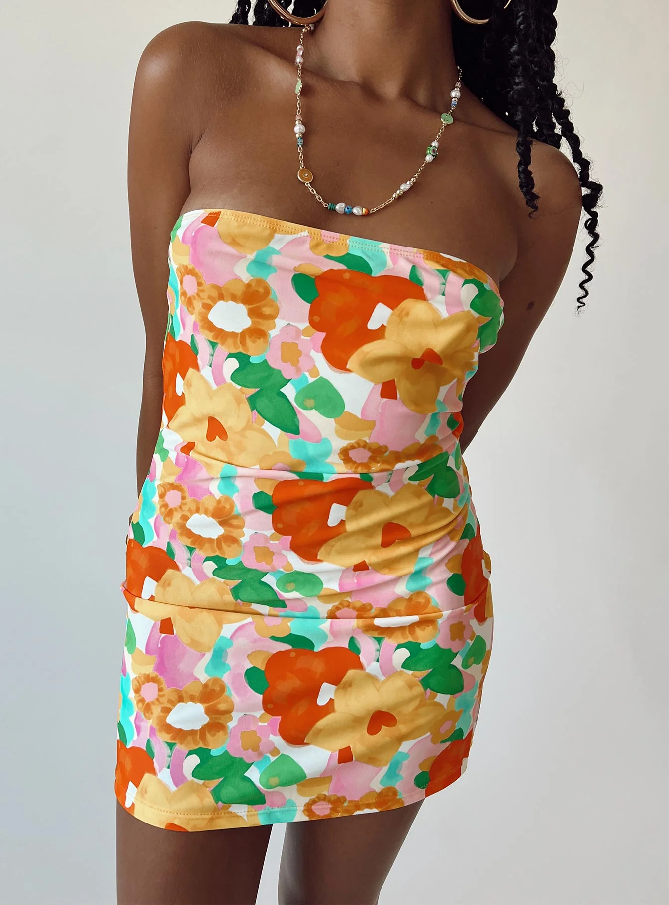 Paradise City Mini Dress Yellow Floral