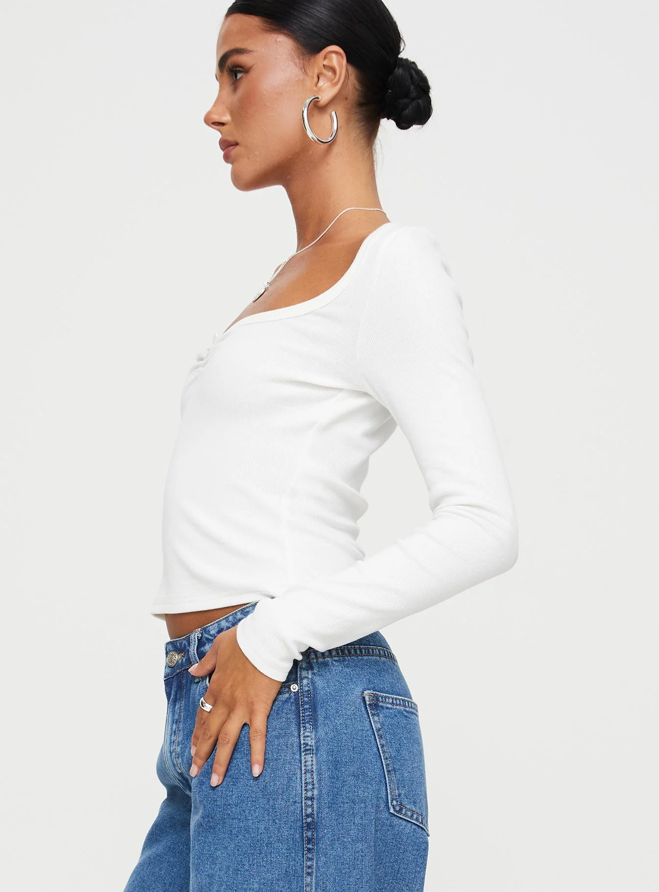 Hanelle Long Sleeve Top White