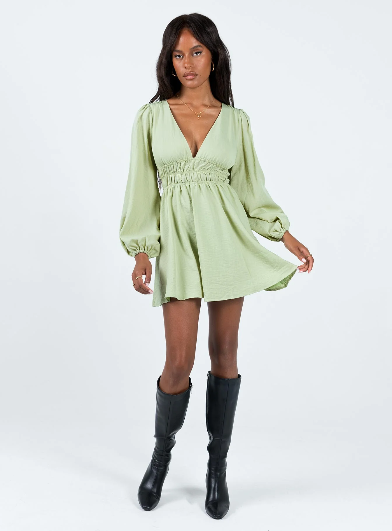 Marsia Long Sleeve Mini Dress Sage