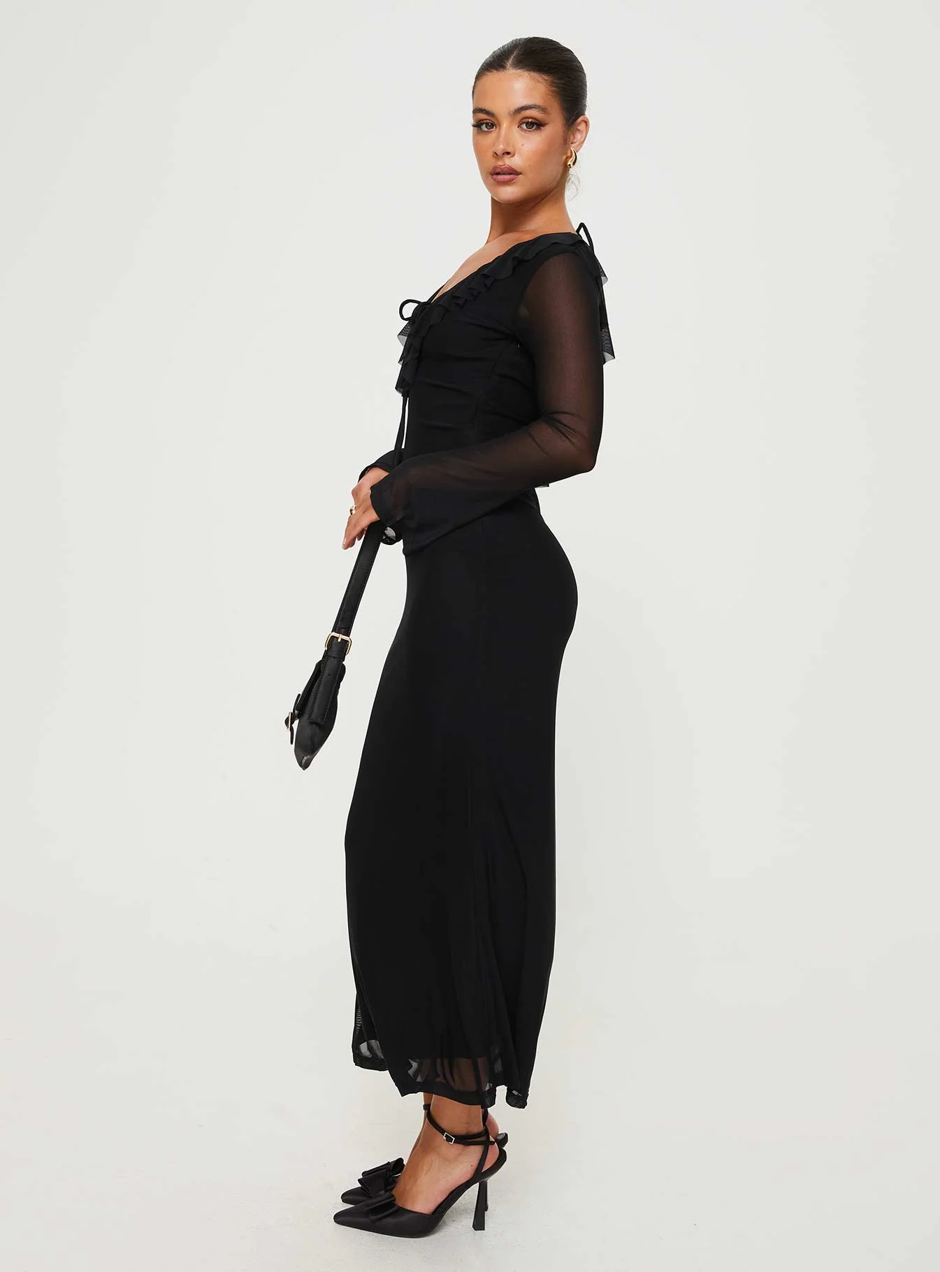 Maskell Long Sleeve Maxi Dress Black