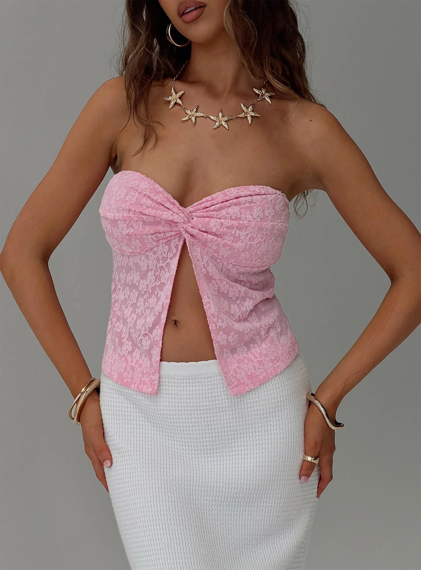 Squeaky Strapless Top Pink