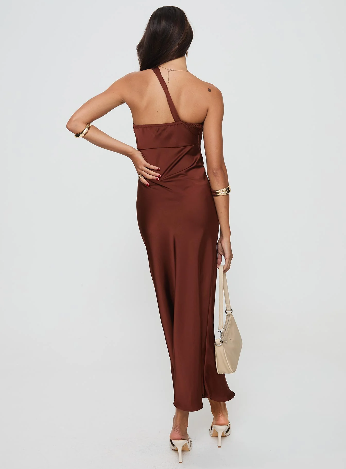 Casimir One Shoulder Maxi Dress Chocolate