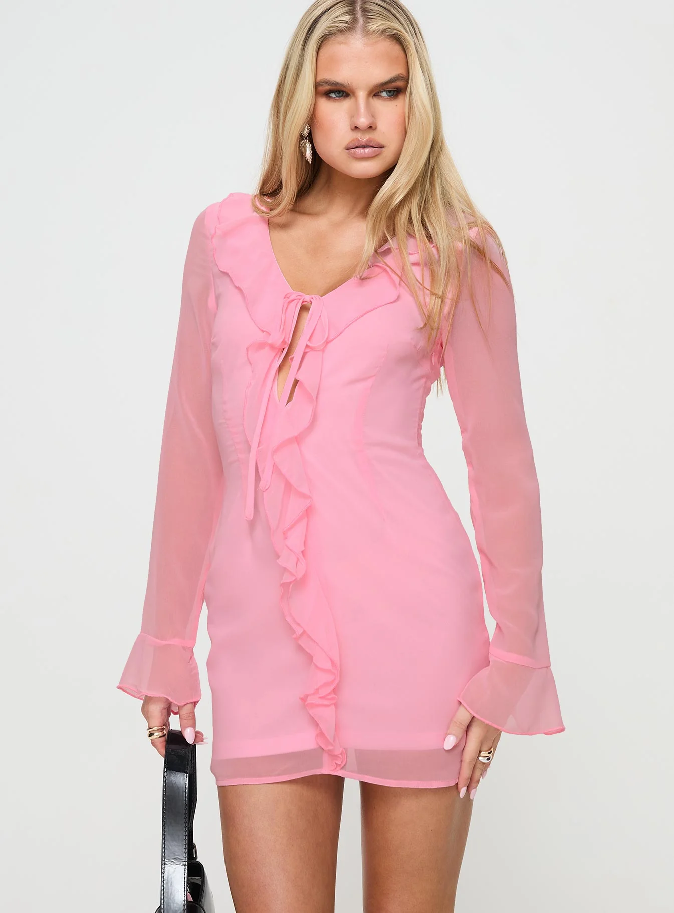 Marisela Long Sleeve Mini Dress Pink