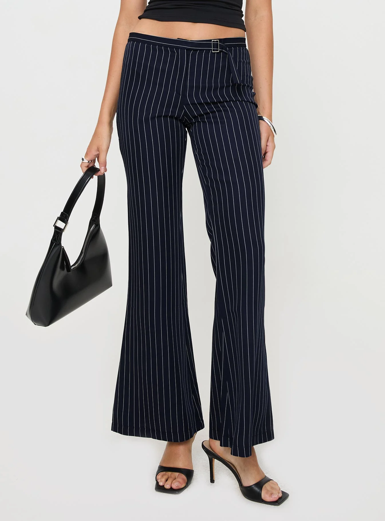 No One Low Waist Pinstripe Pants Navy