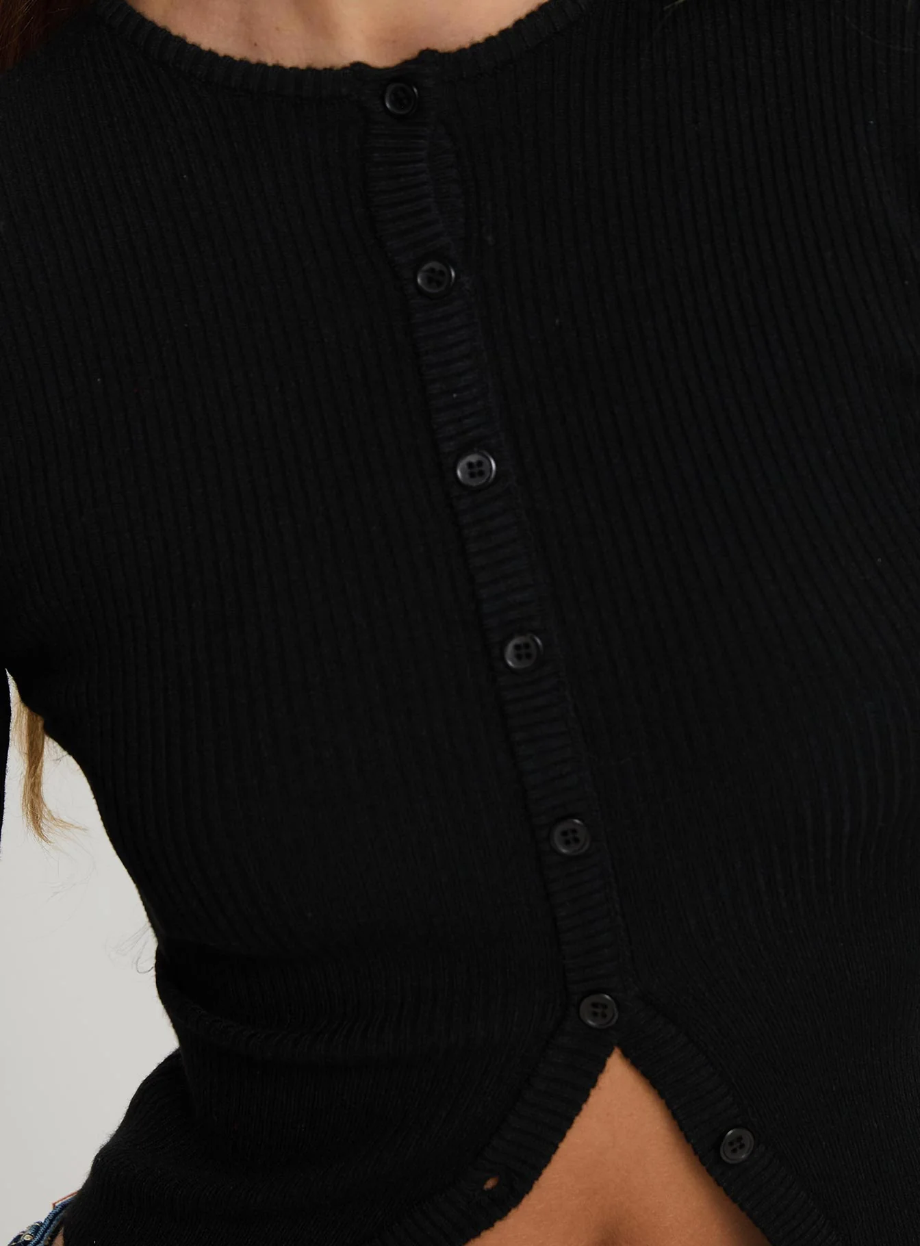 Suzu Long Sleeve Knit Top Black