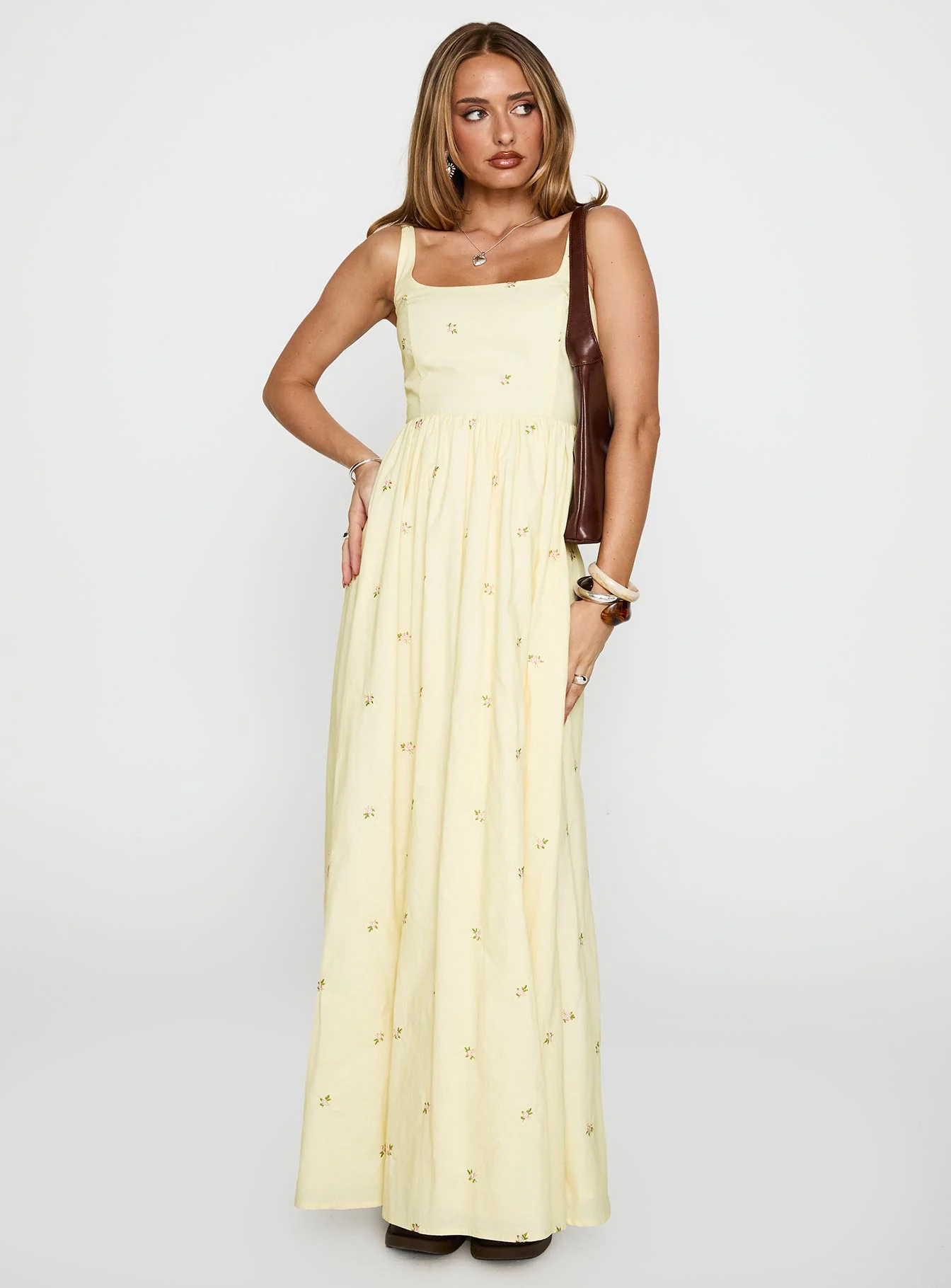 Cartmel Embroidered Maxi Dress Cream