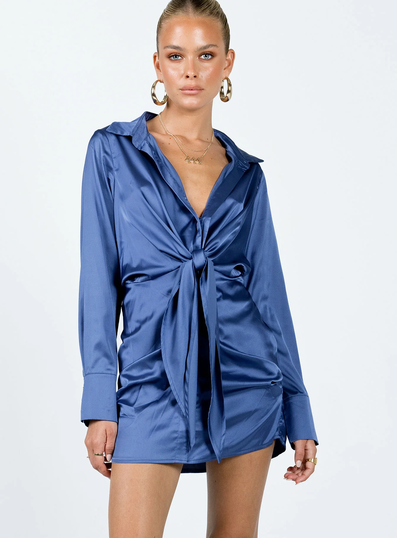 Ixia Long Sleeve Mini Dress Blue