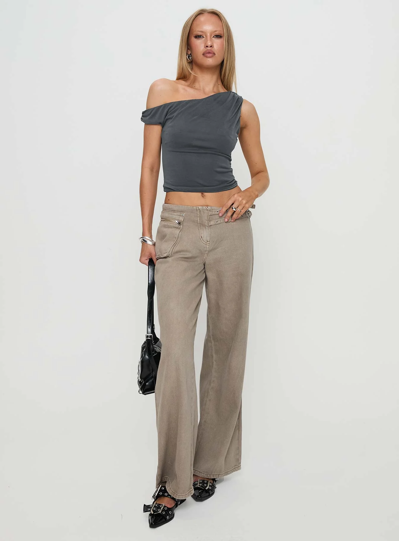 Danette One Shoulder Top Slate