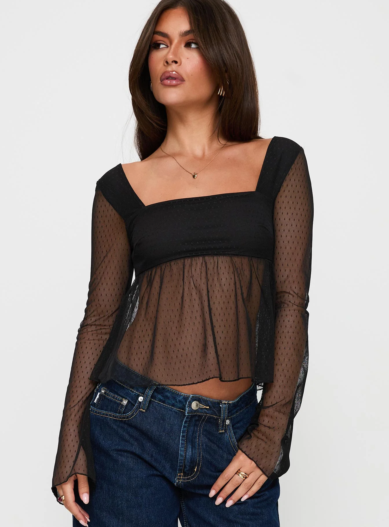 Fiorello Long Sleeve Top Black