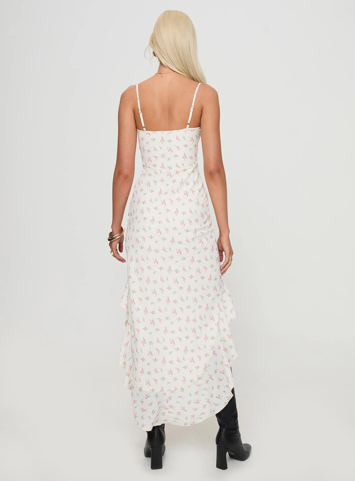 Roulette Midi Dress Cream Floral