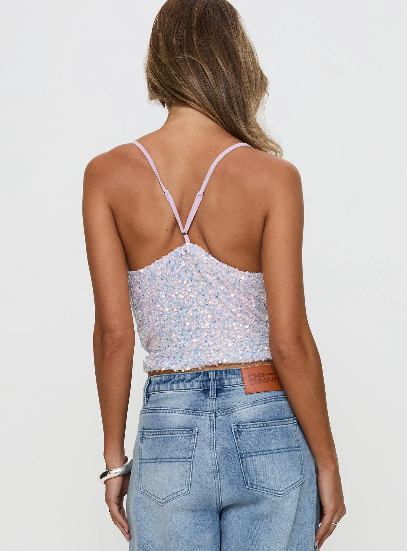 Werner Cowl Neck Sequin Top Lilac