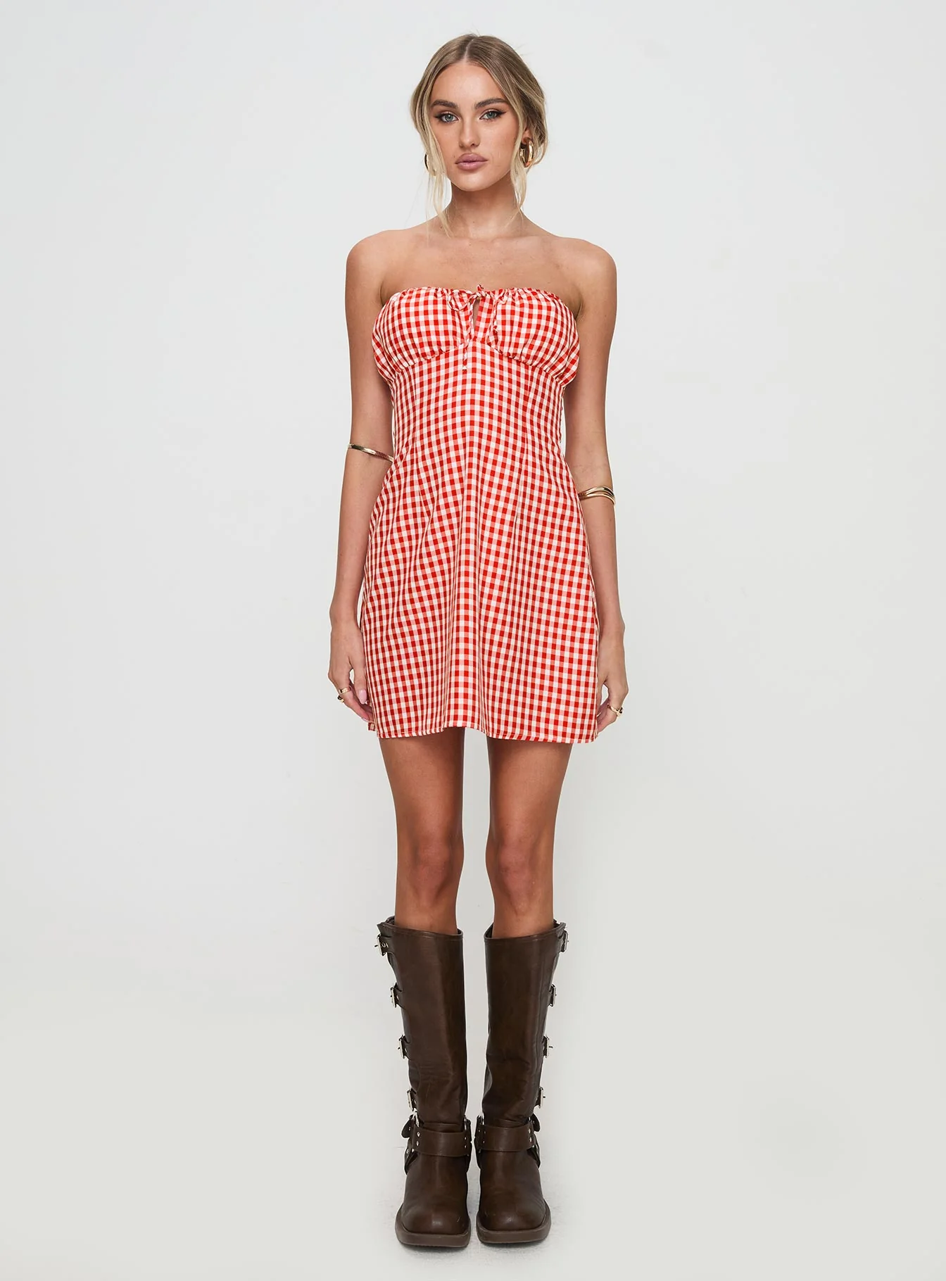 Double Date Mini Dress Red Gingham