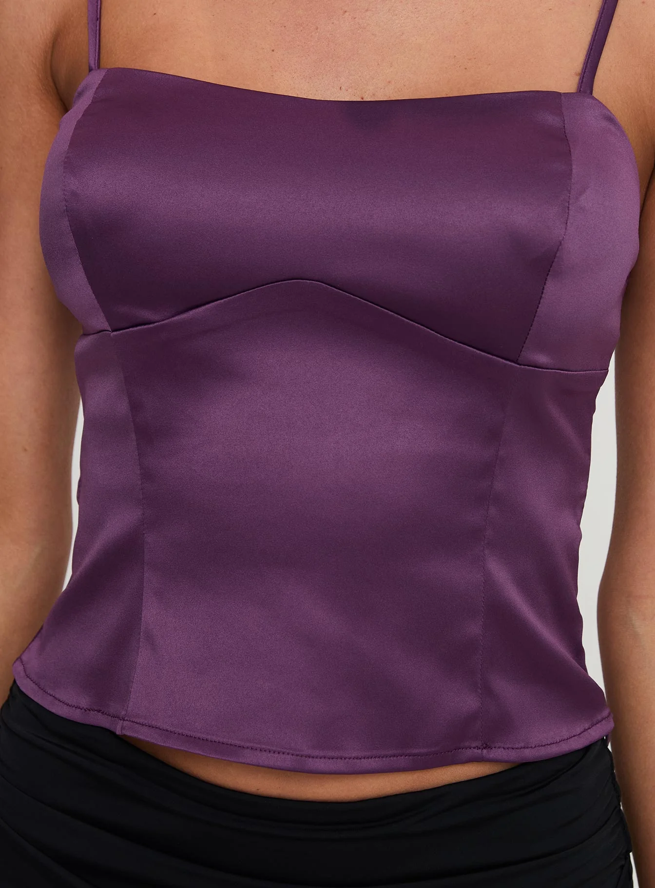 Marcelline Satin Top Plum