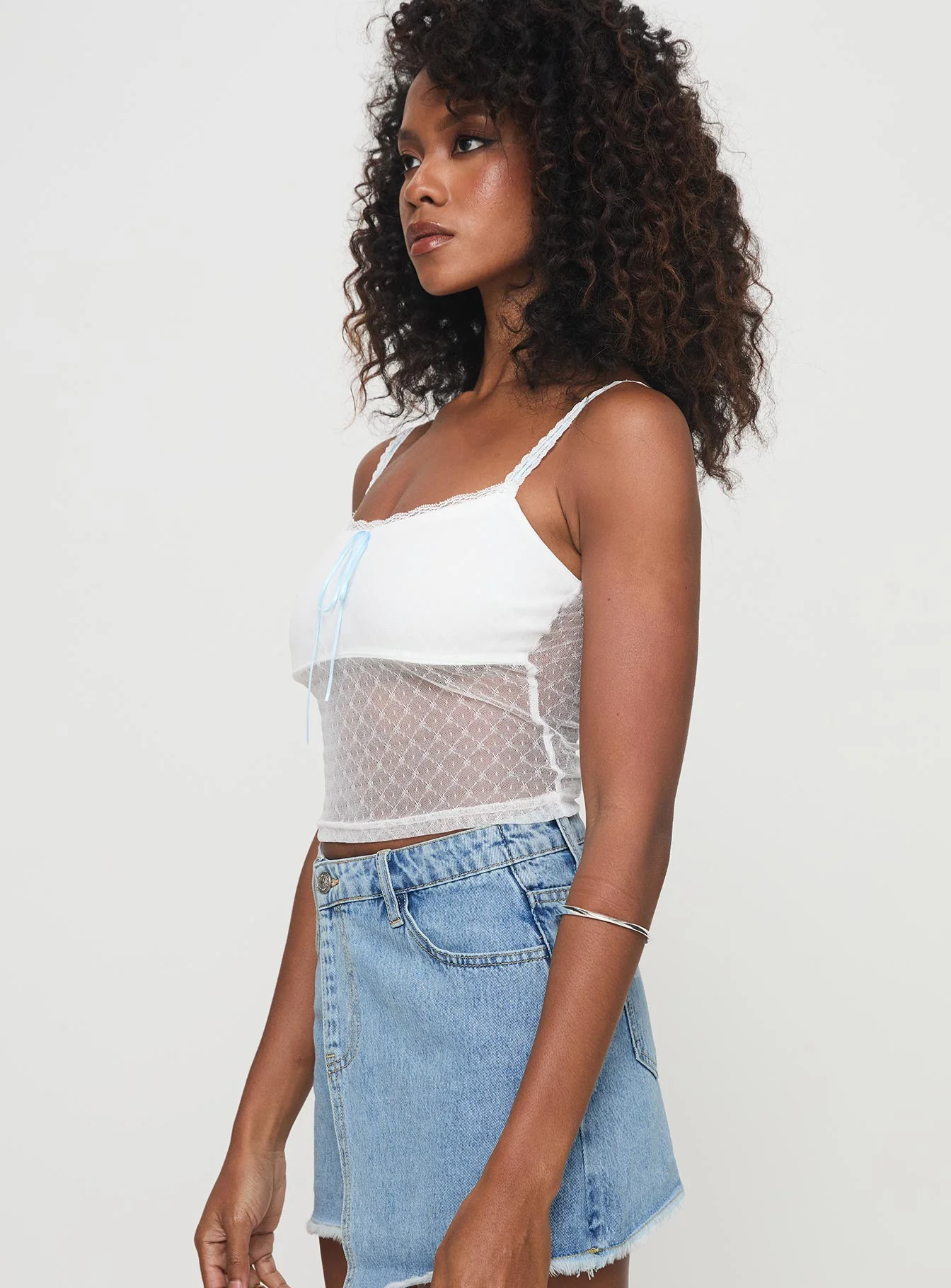 Tadeo Lace Cami Top White