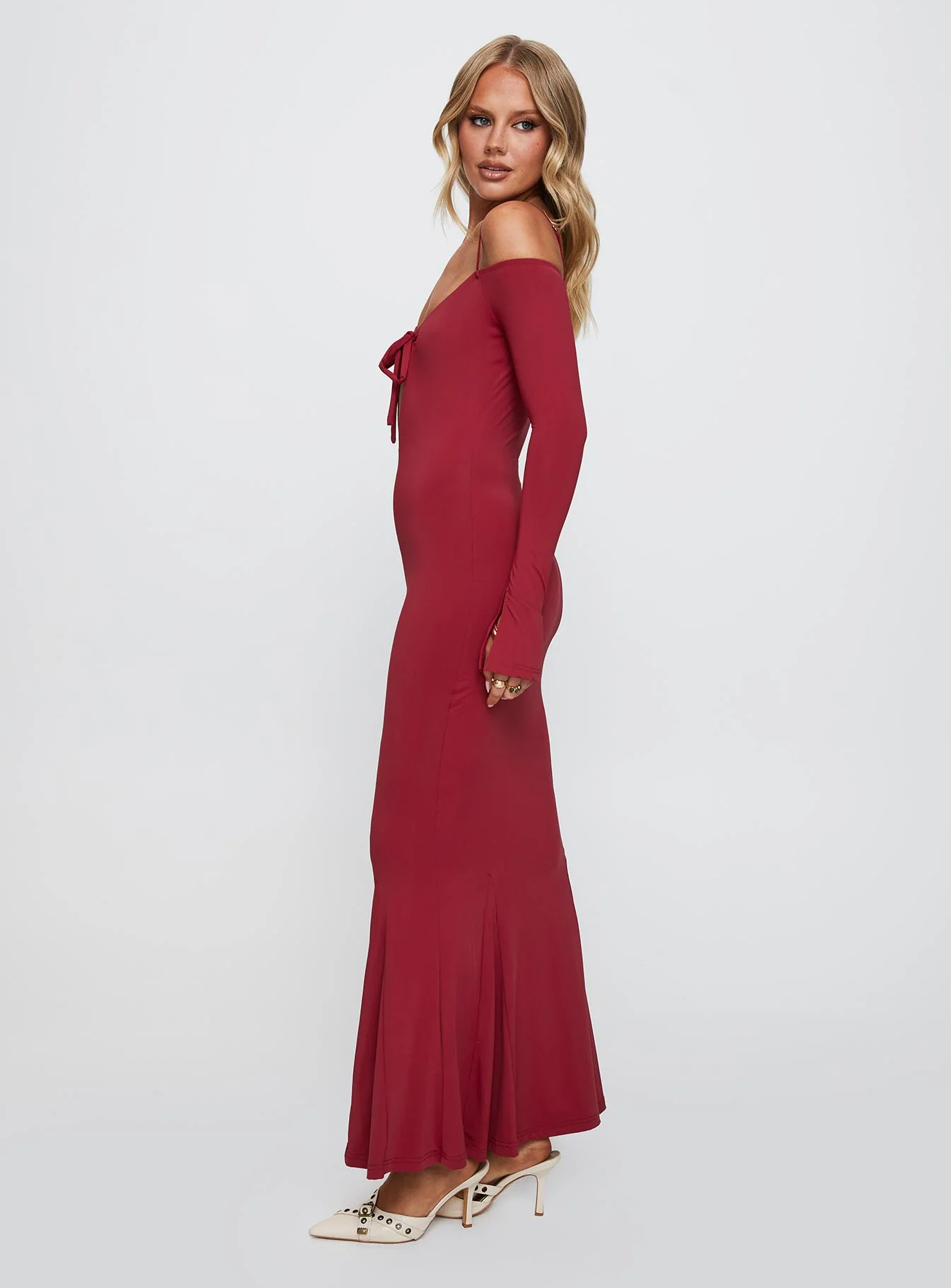 Lucillea Long Sleeve Maxi Dress Red