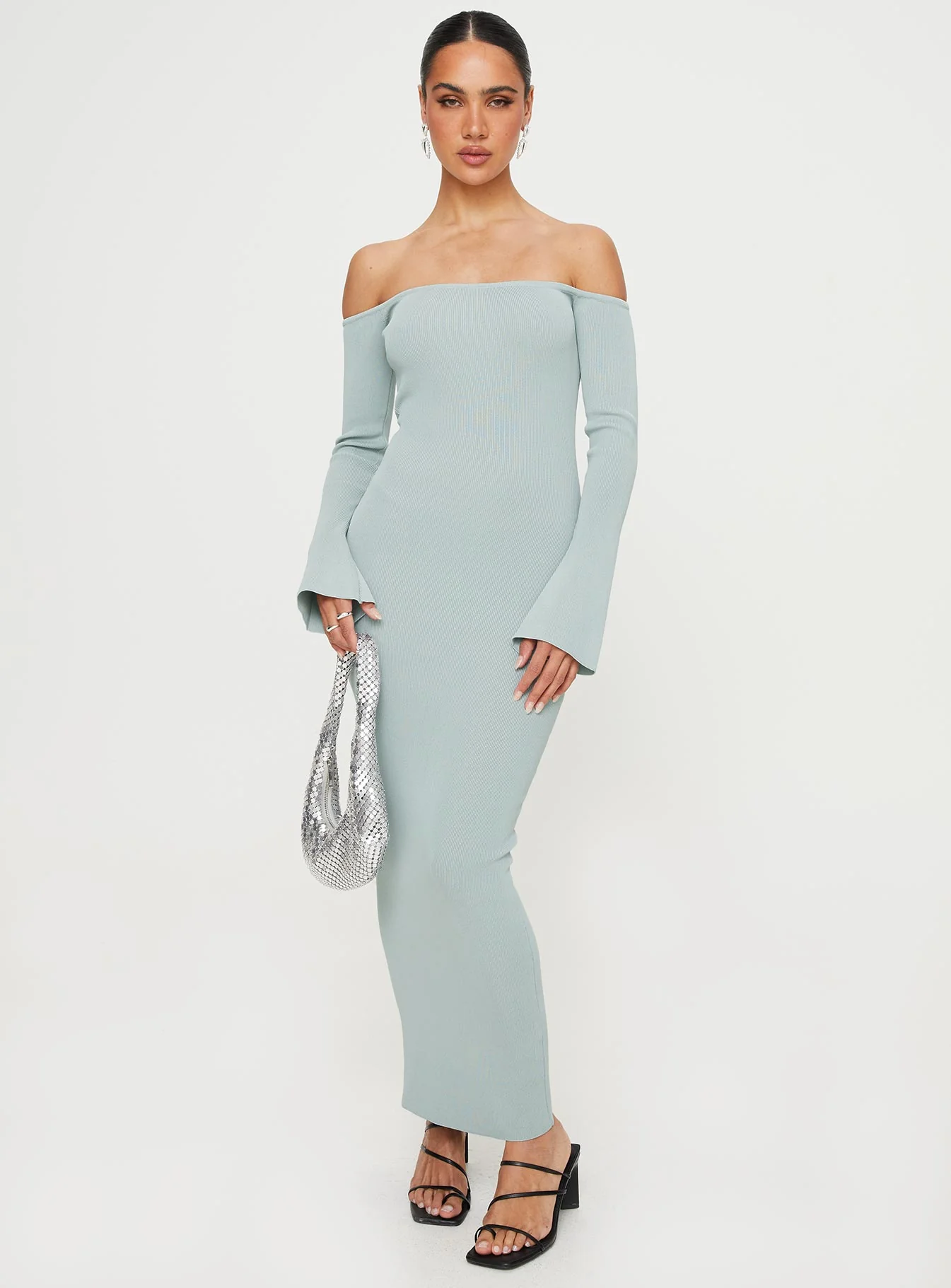 Parisa Off The Shoulder Maxi Dress Grey Marle