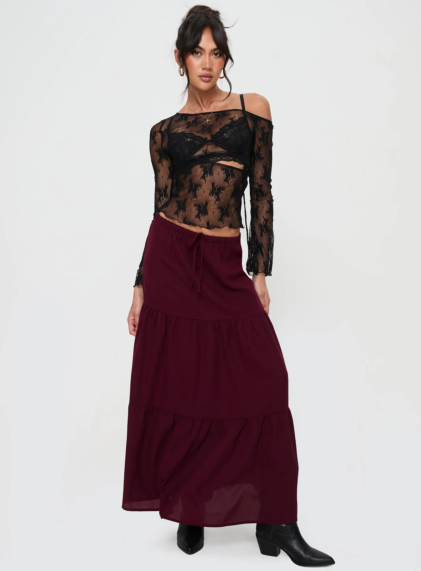Whole Again Maxi Skirt Burgundy