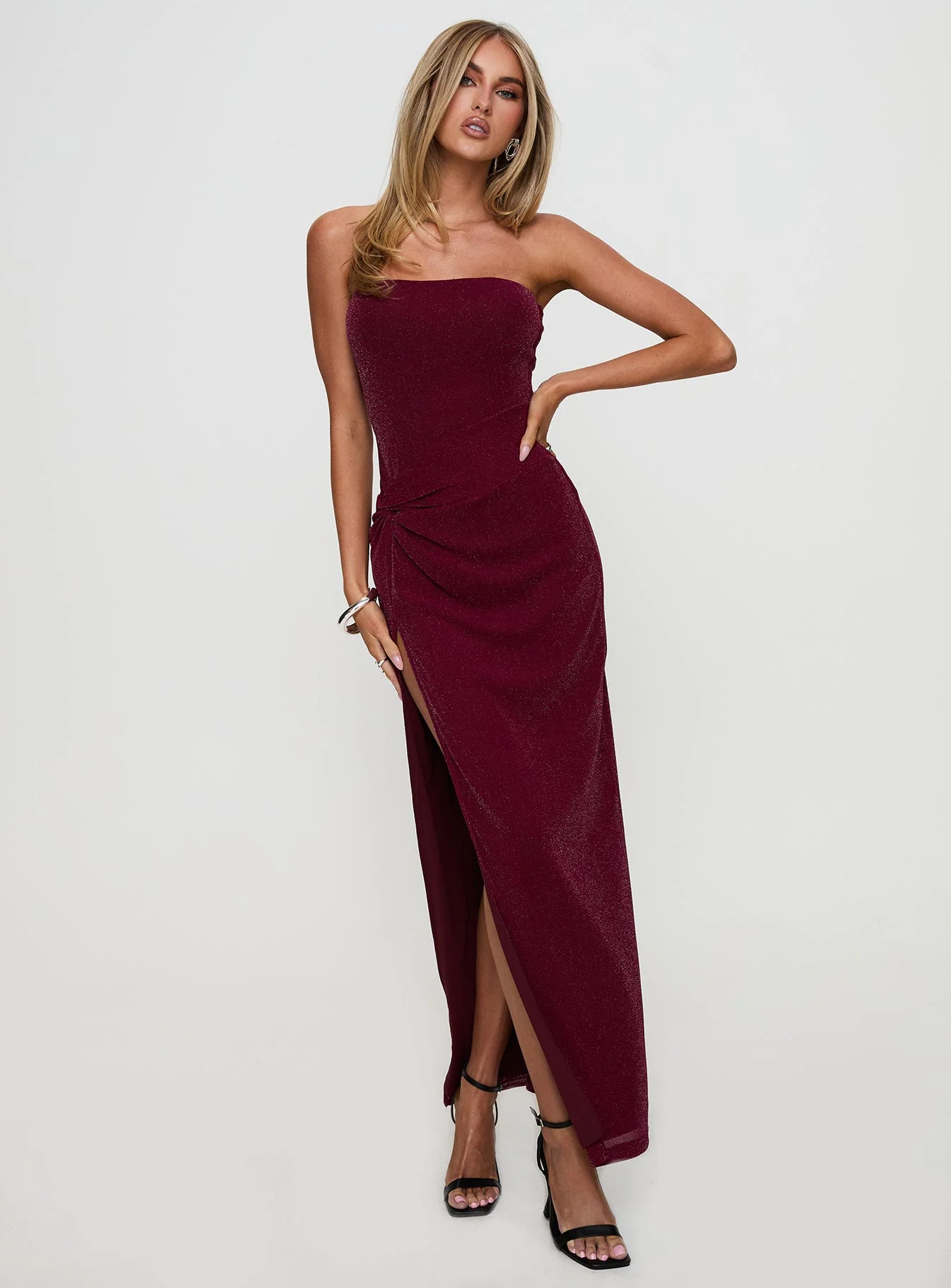 Jeniva Straplesss Maxi Dress Plum
