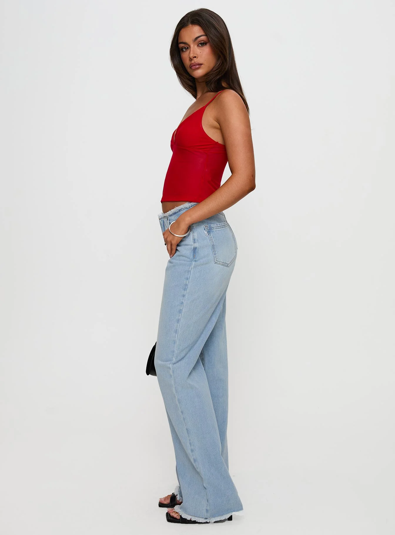 Hawke Frayed Jeans Mid Blue