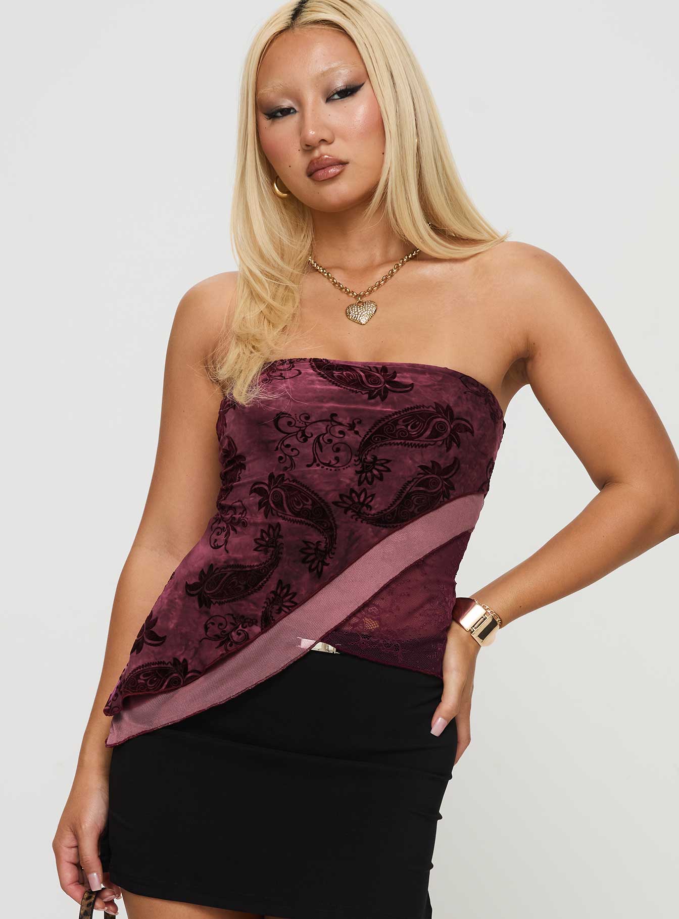 Lourde Strapless Top Wine