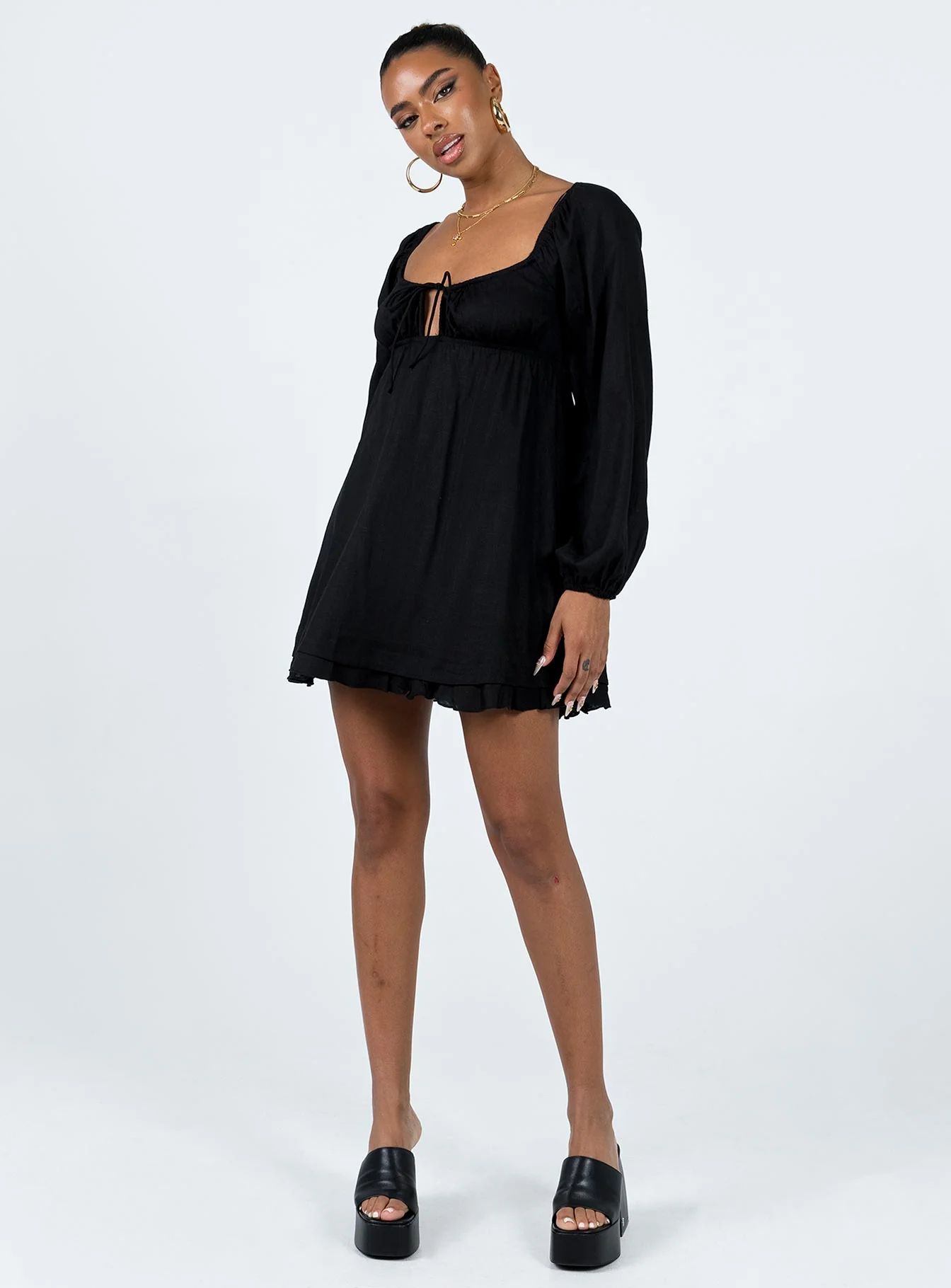 Empress Of Love Long Sleeve Mini Dress Black