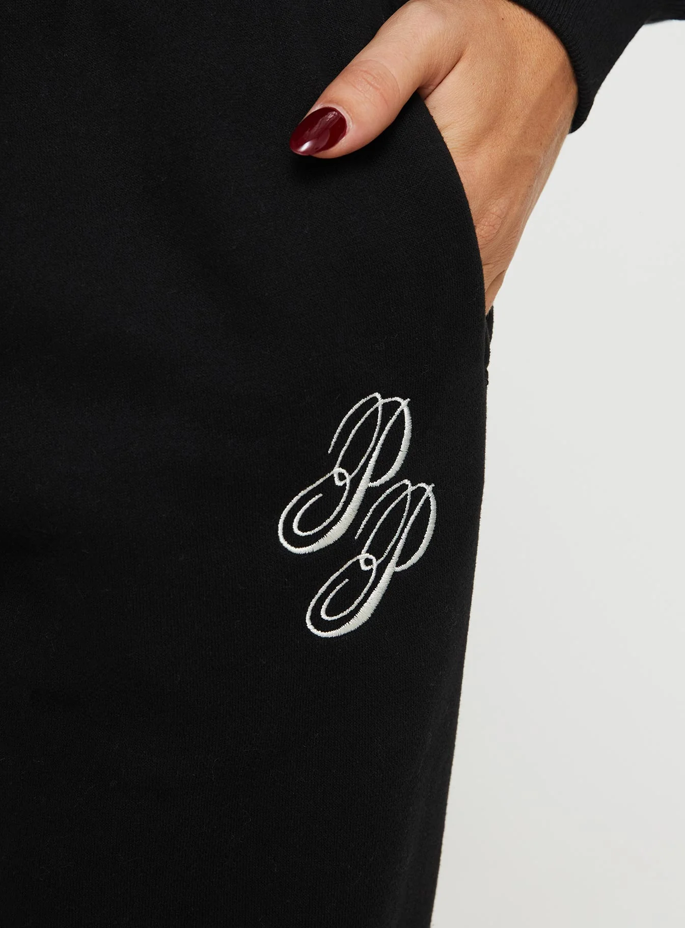 Princess Polly Track Pants Script Black / Ivory