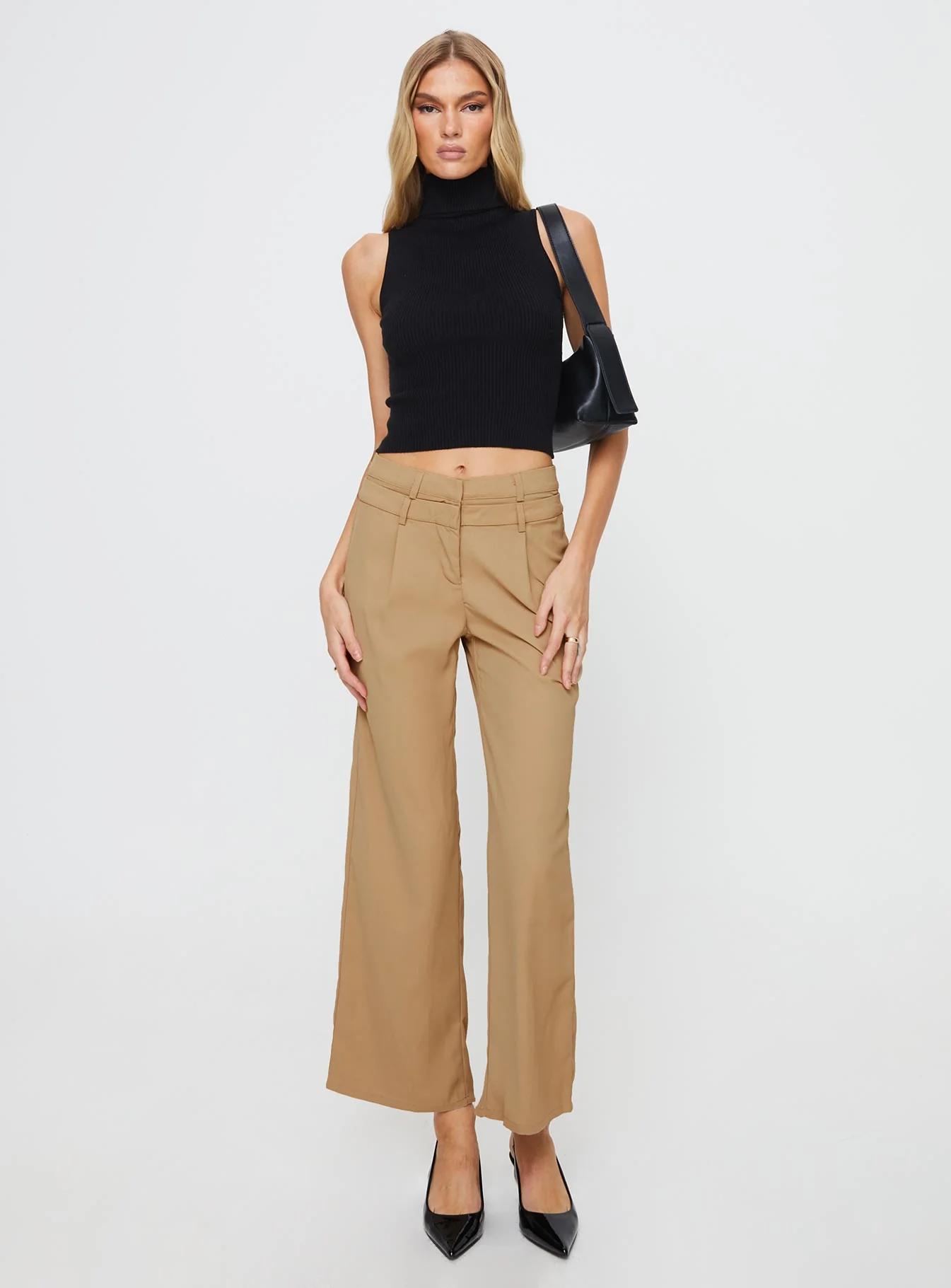 Paulino Double Waistband Pants Beige