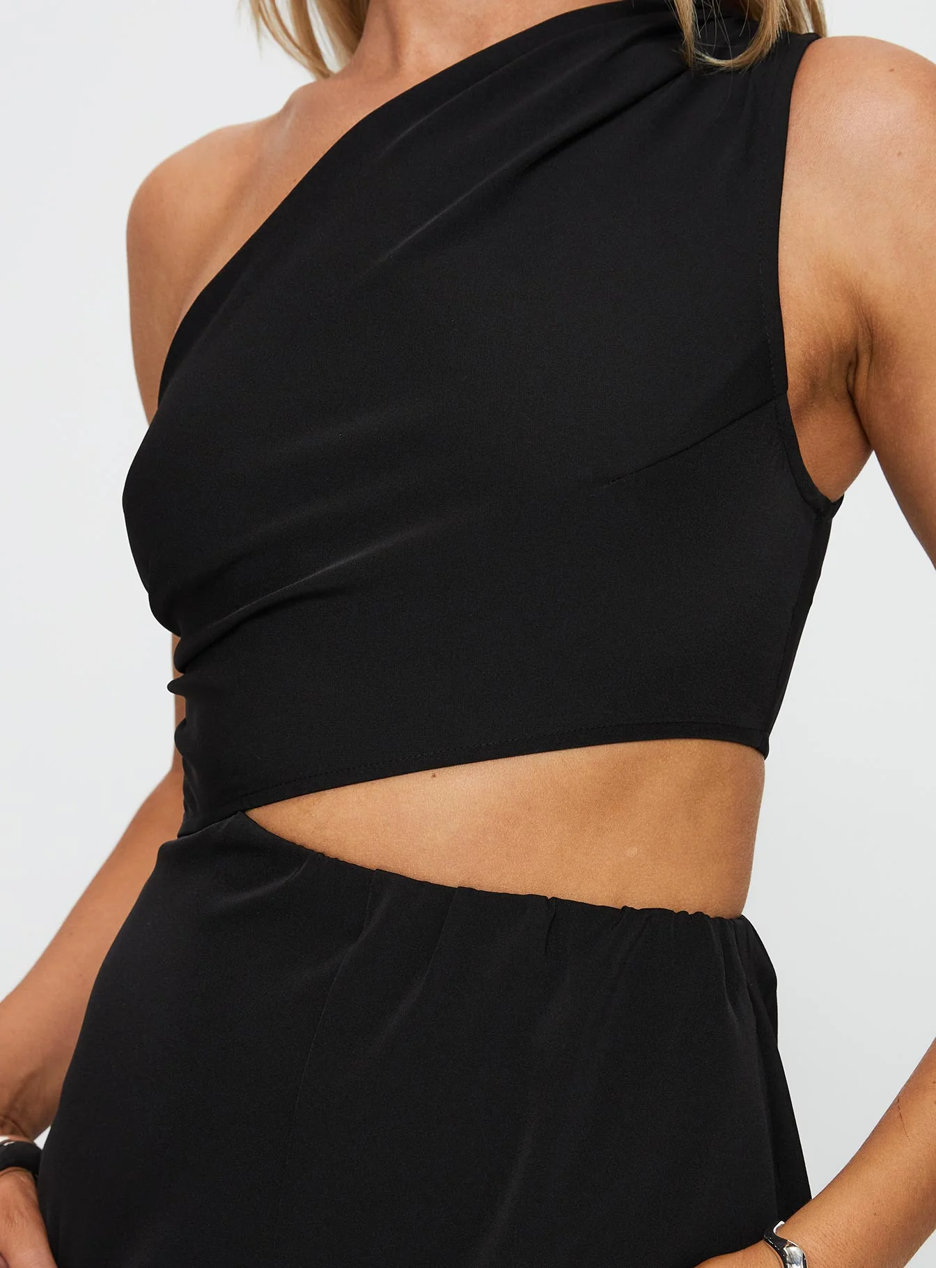 Let You Live Cut Out One Shoulder Playsuit Black